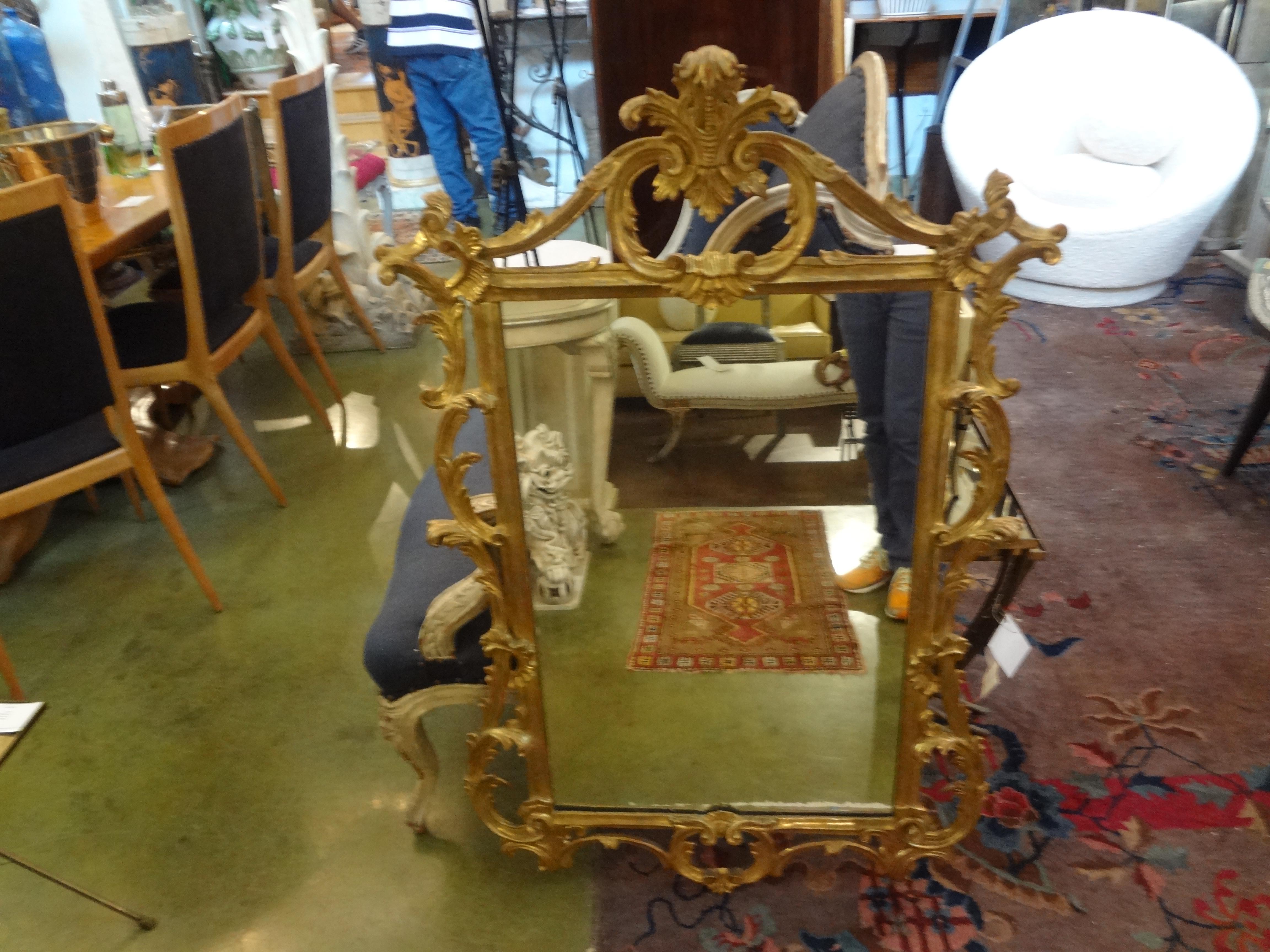 Pair of Italian Louis XV Style Giltwood Mirrors 4