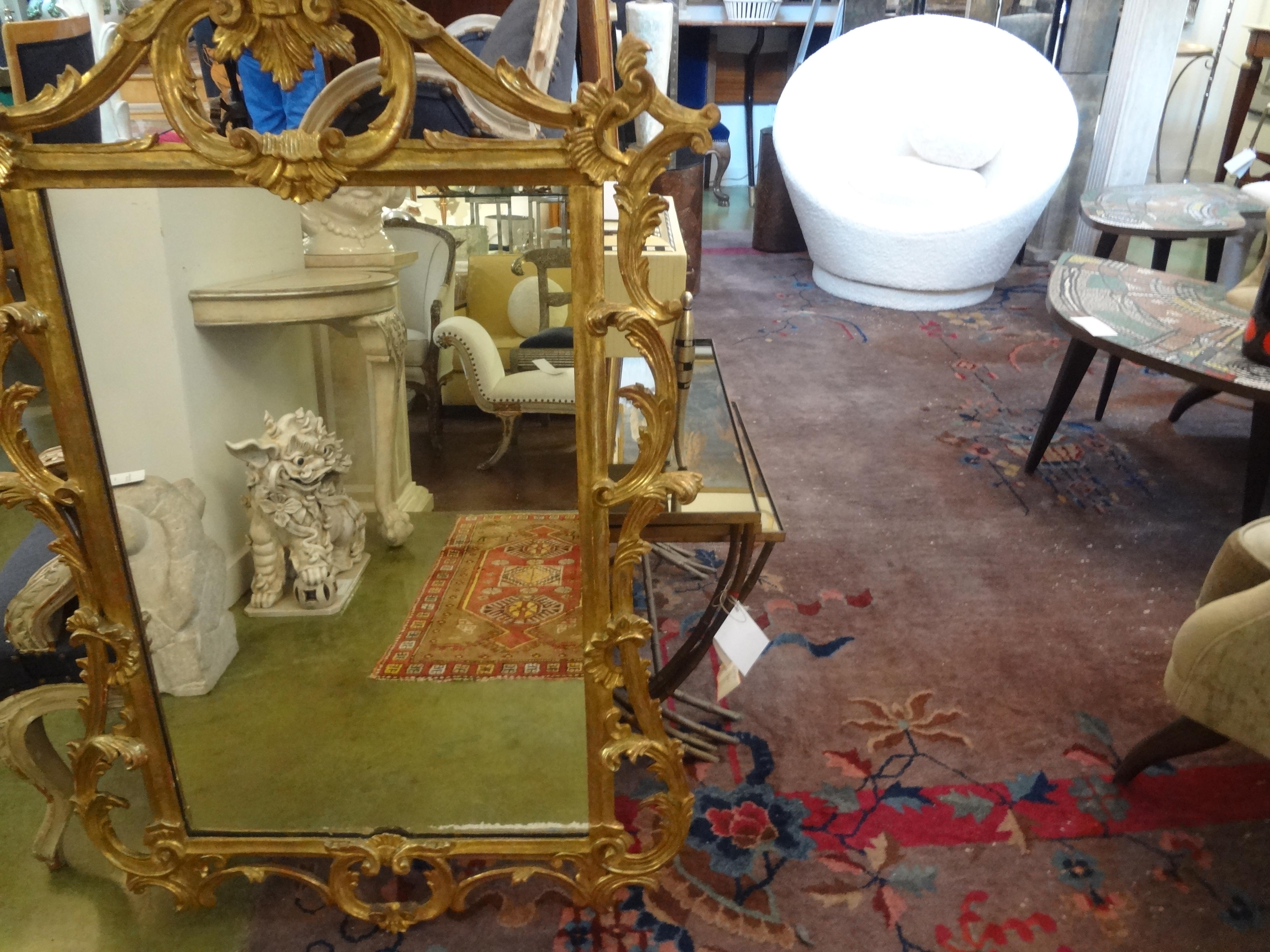 Pair of Italian Louis XV Style Giltwood Mirrors 5