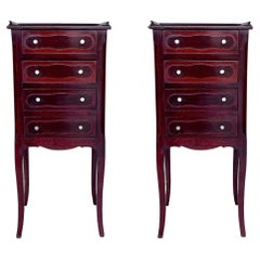Antique Pair of Italian Louis XV Style Mahogany Nightstand or End Side Tables
