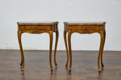 Pair of Italian Louis XV Style Walnut Console Tables with Serpentine Fronts