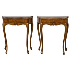 Pair of Italian Louis XV Style Walnut Console Tables with Serpentine Fronts