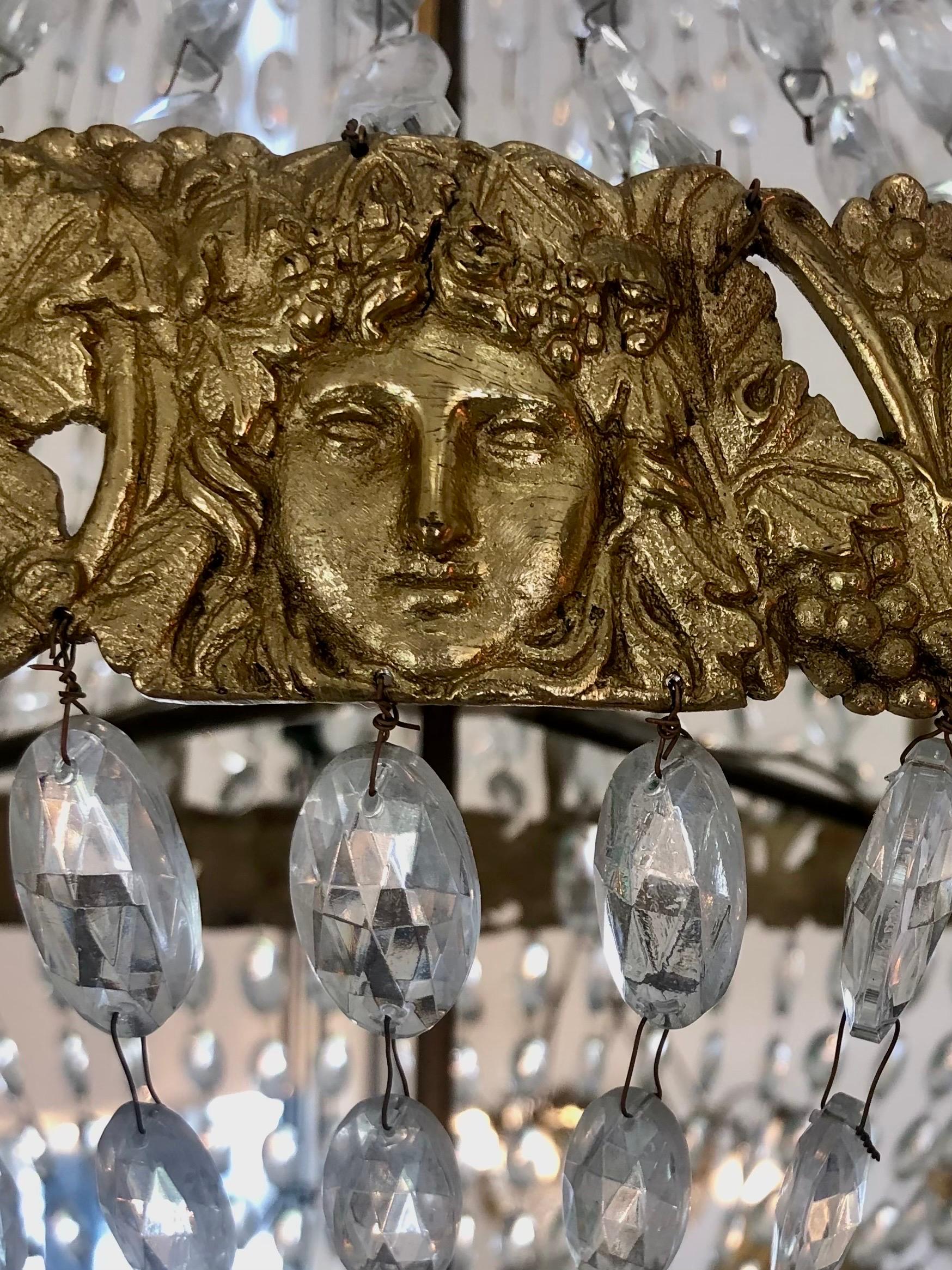 Pair of Italian Louis XVI St. Ormolu and Crystal Chandeliers For Sale 1