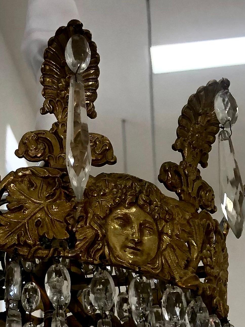 Pair of Italian Louis XVI St. Ormolu and Crystal Chandeliers For Sale 2