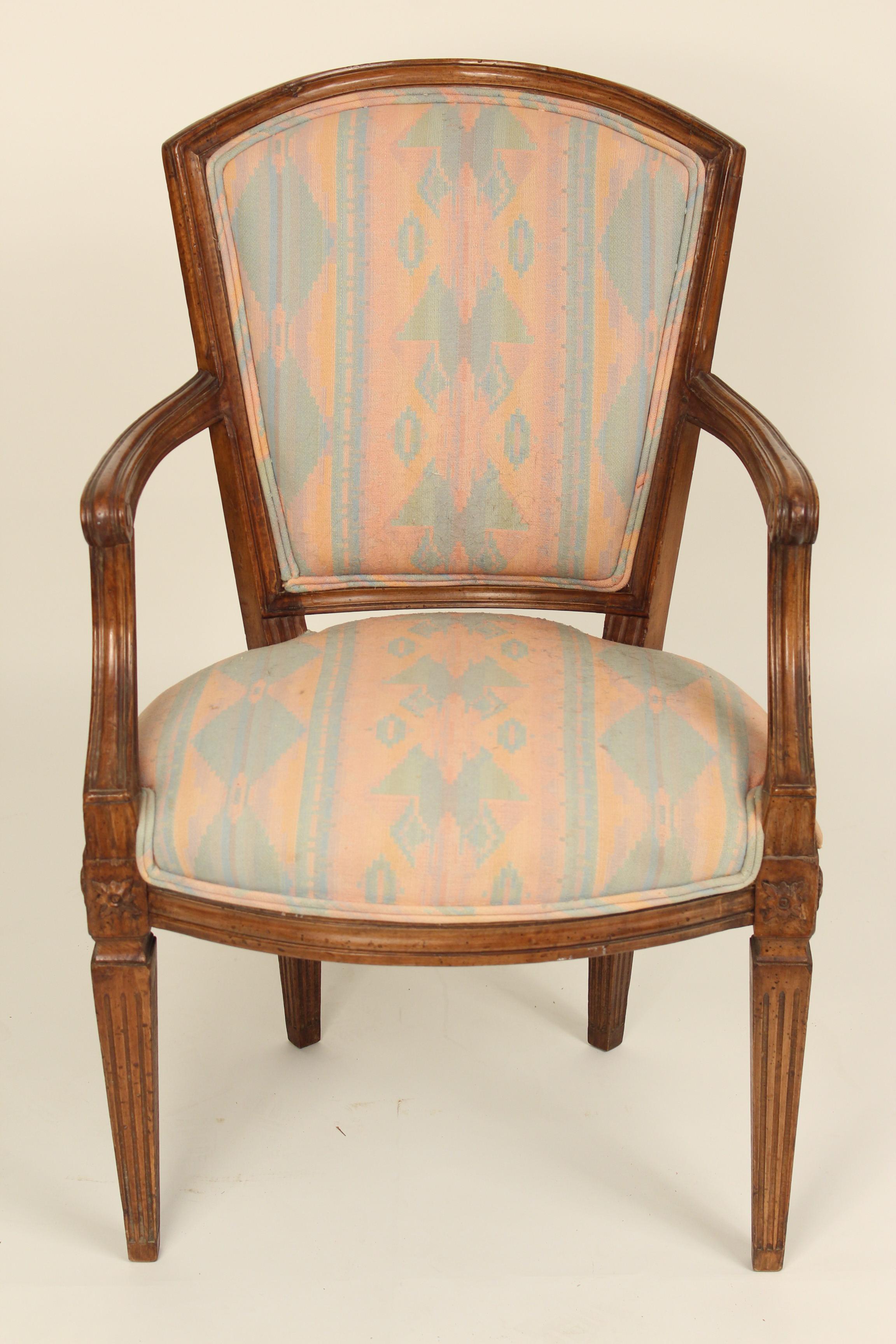 Late 20th Century Pair of Italian Louis XVI Style Armchairs For Sale