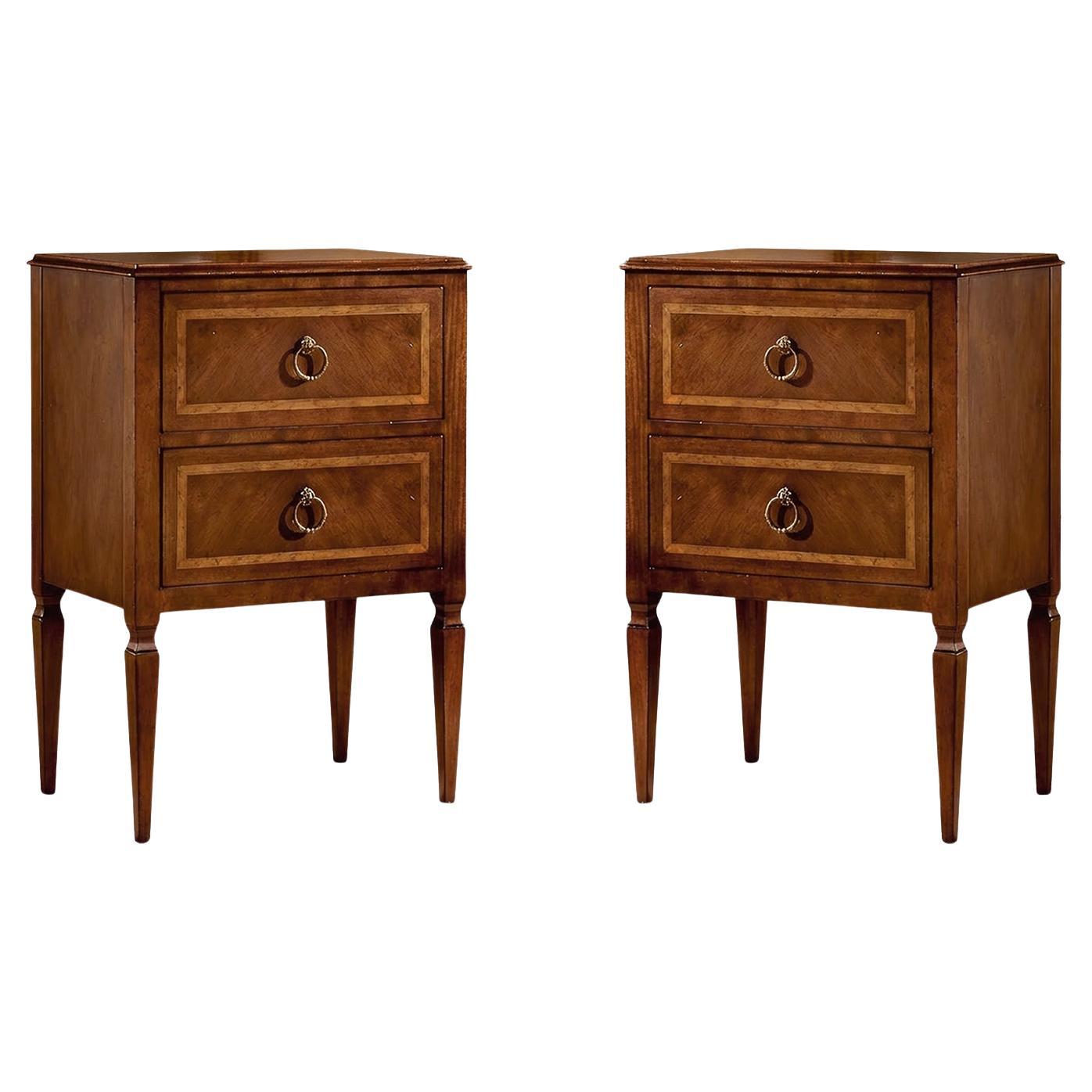 Pair of Italian Louis XVI Walnut Bedside Chests