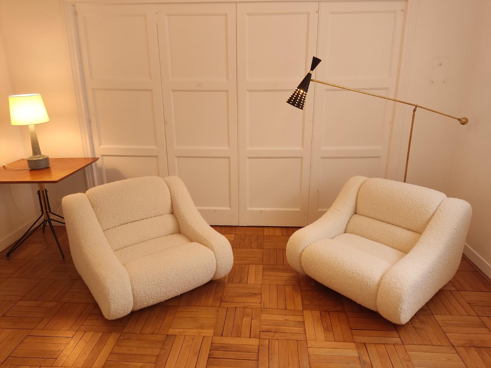 20th Century Pair of Italian Lounge Armchairs, 1970s For Sale