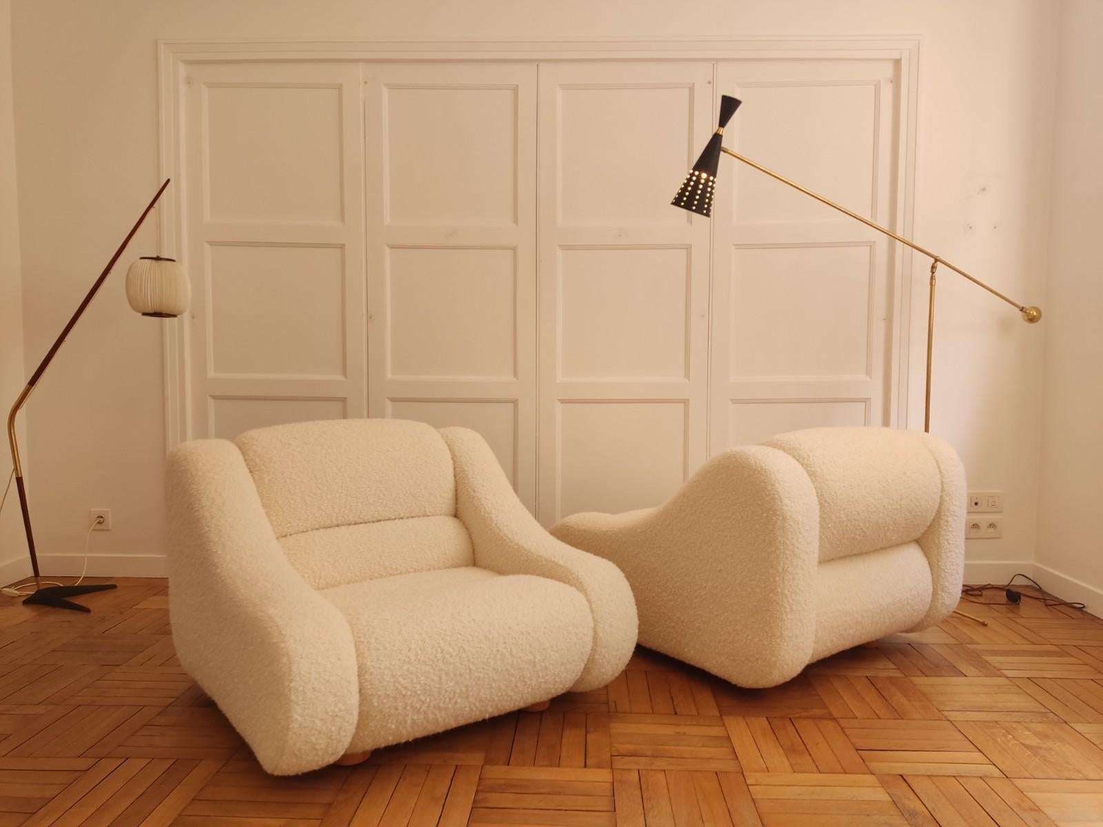 Pair of Italian Lounge Armchairs, 1970s 1