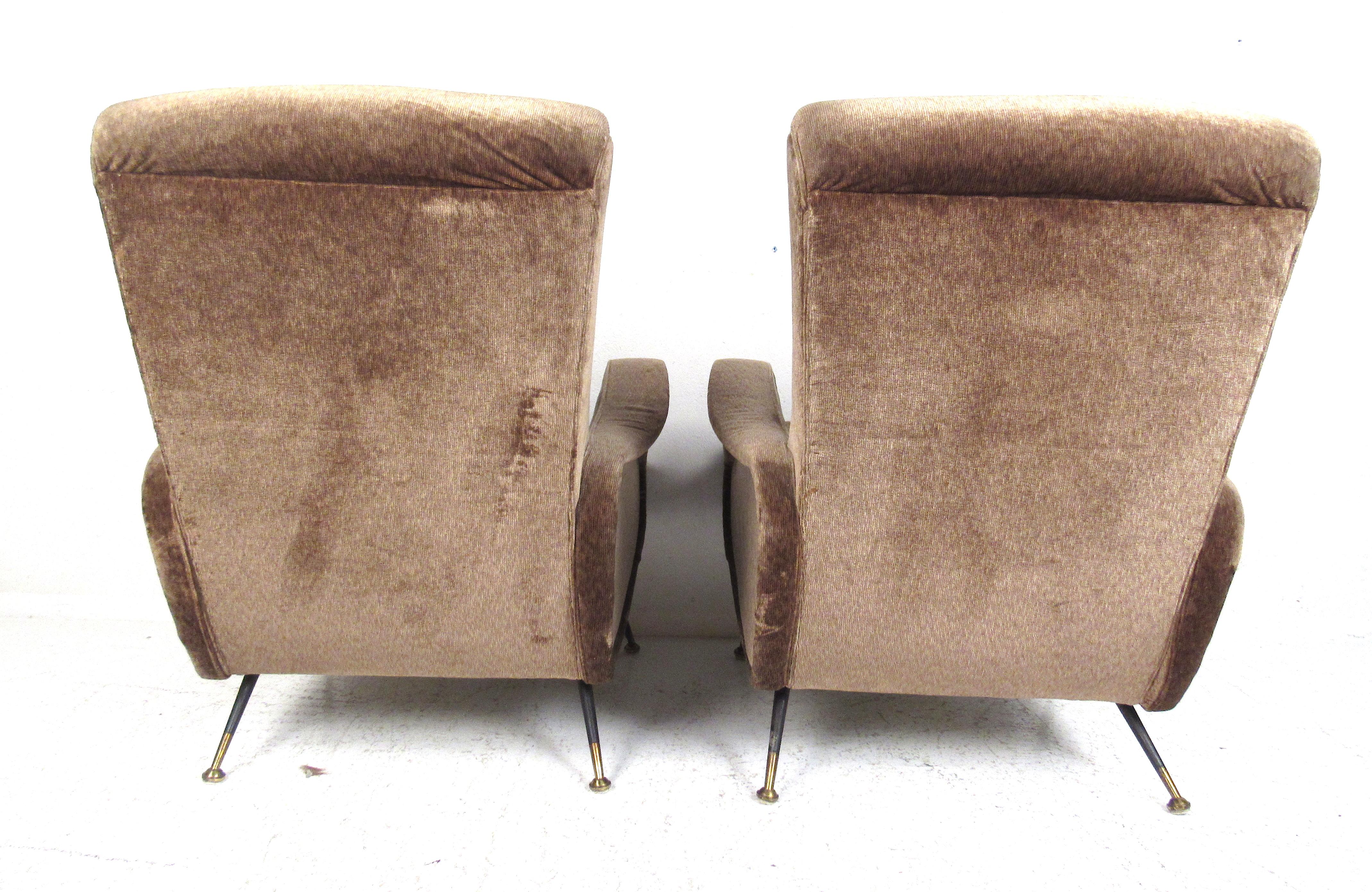 Pair of Italian Lounge Chairs after Marco Zanuso In Good Condition In Brooklyn, NY