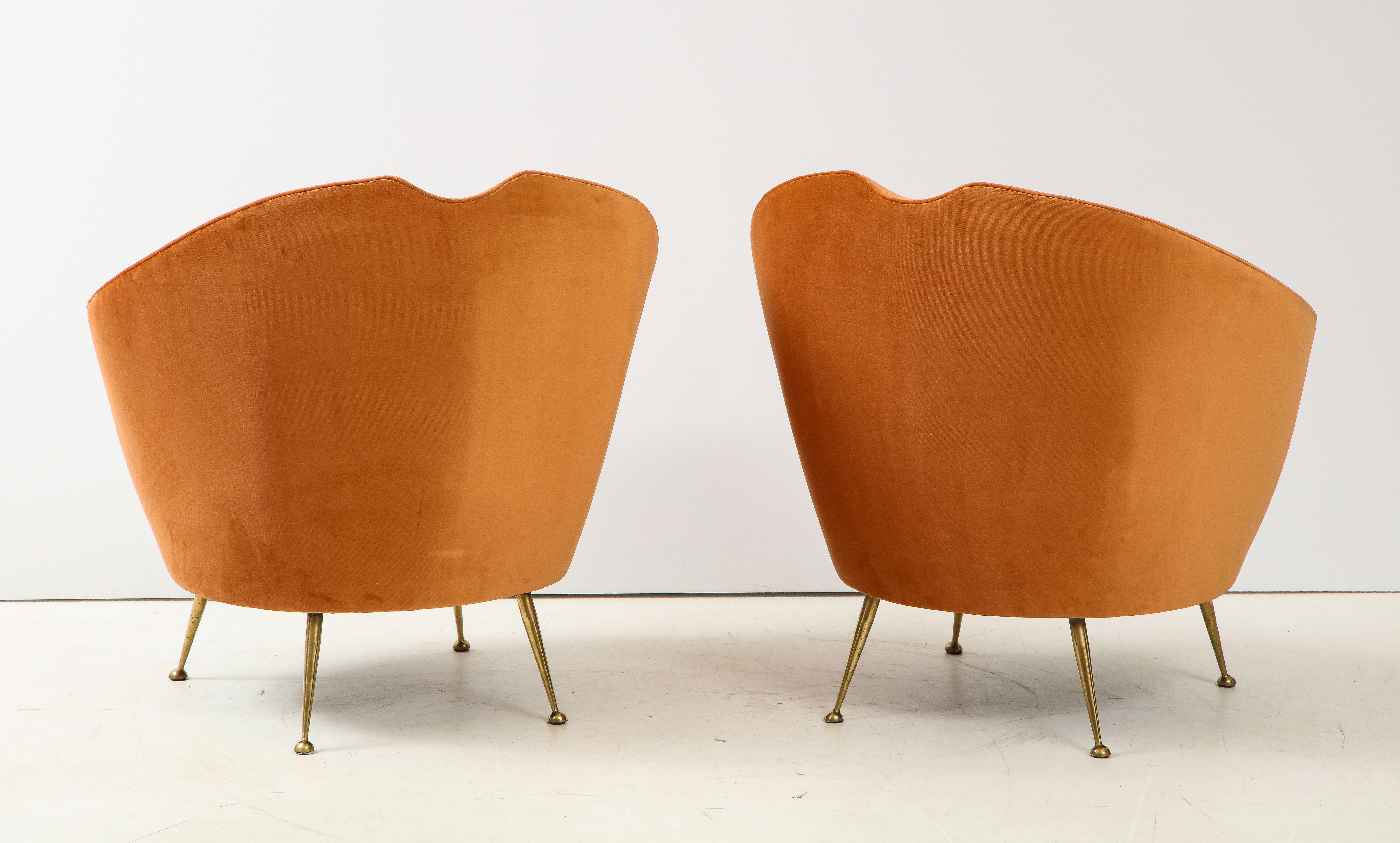 Pair of Italian Lounge Chairs and Matching Stools by I.S.A. Bergamo 1