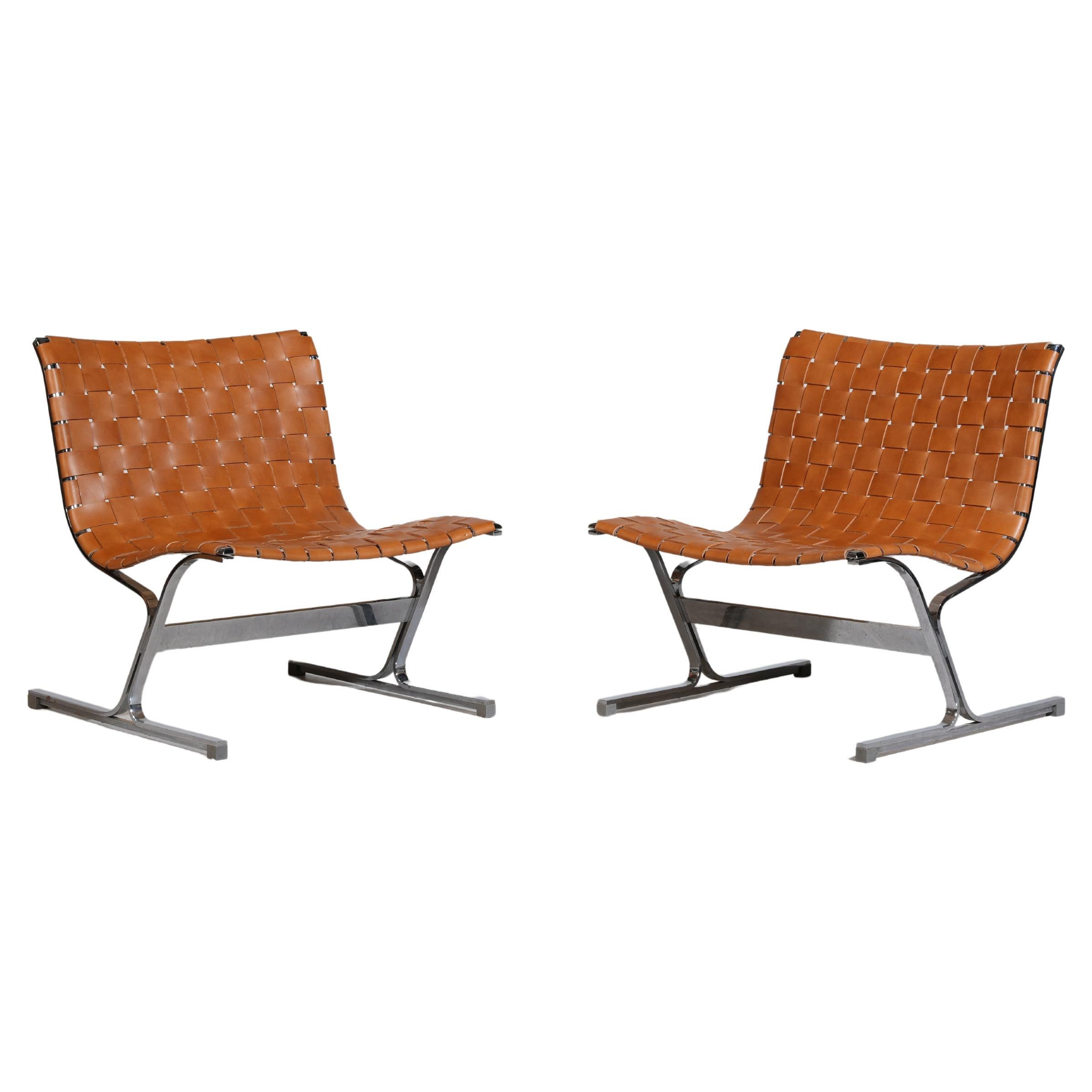 Pair of Italian Lounge Chairs by Ross Littell for ICF, Italy For Sale