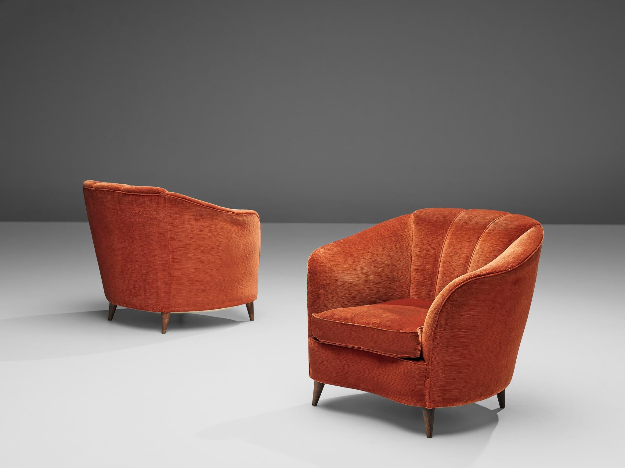 Wood Pair of Italian Lounge Chairs