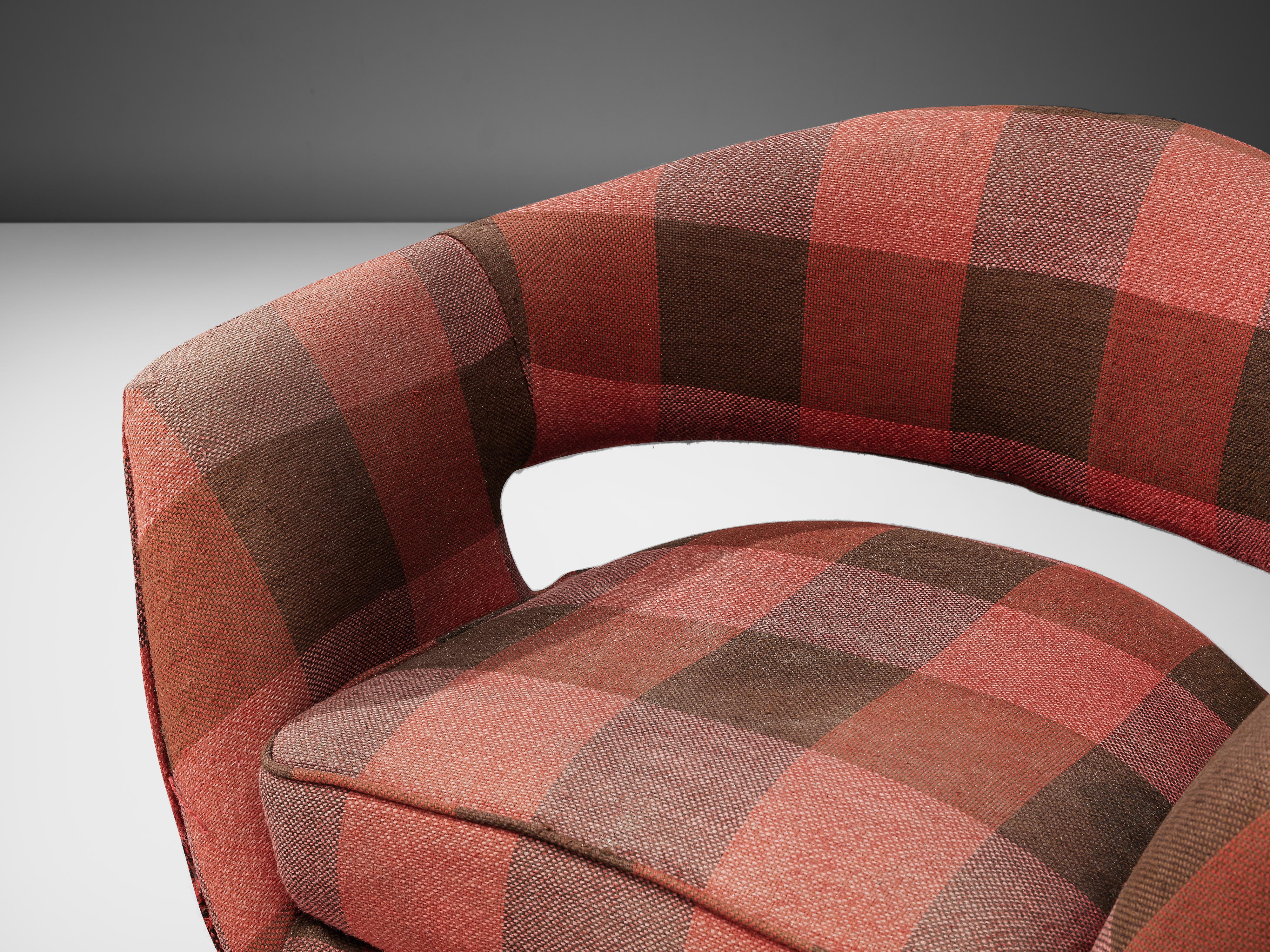 Pair of Italian Lounge Chairs in Checkered Upholstery 1