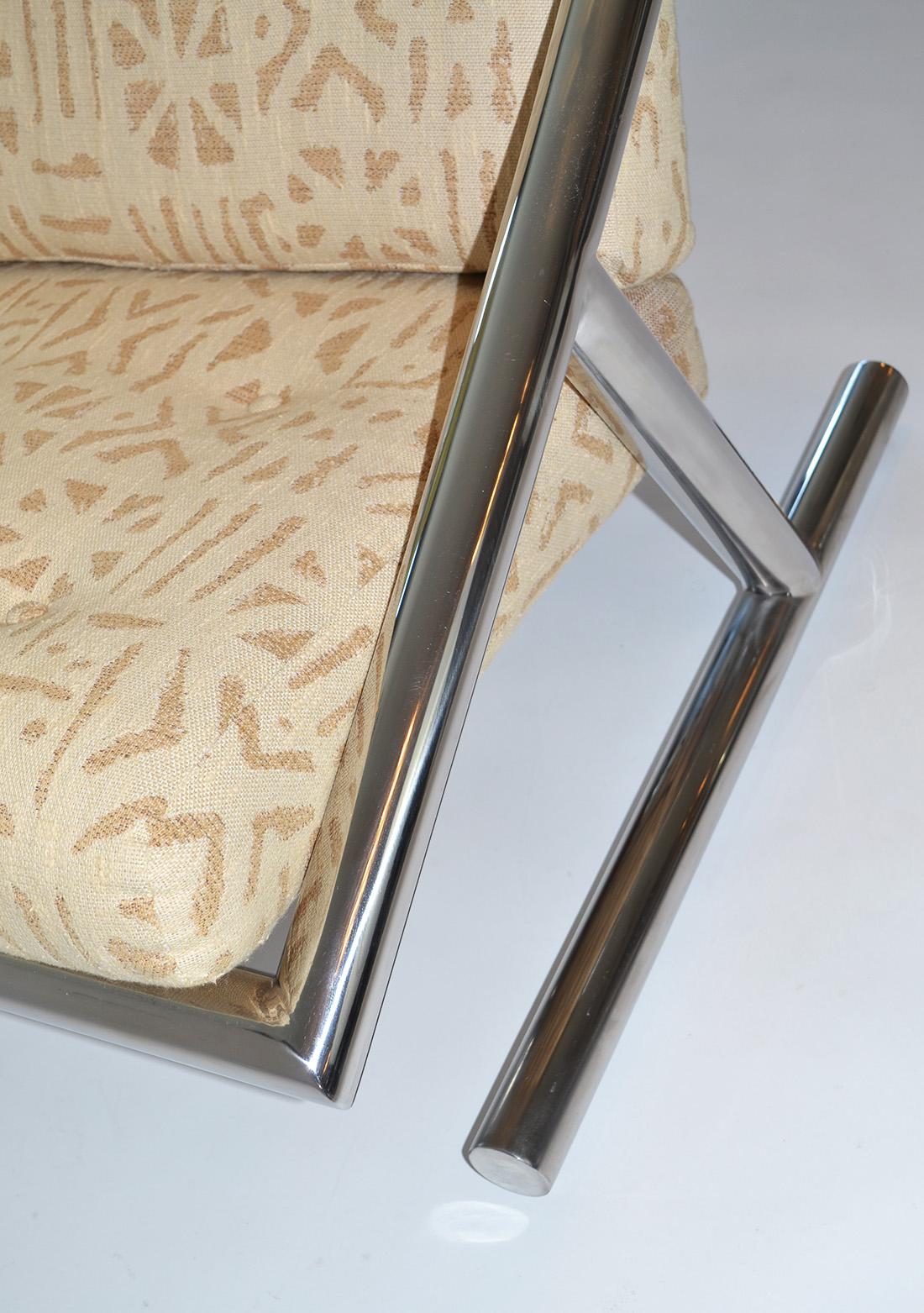 Upholstery Pair of Arthur Umanoff Chrome Lounge Chairs, Directional, 1970s