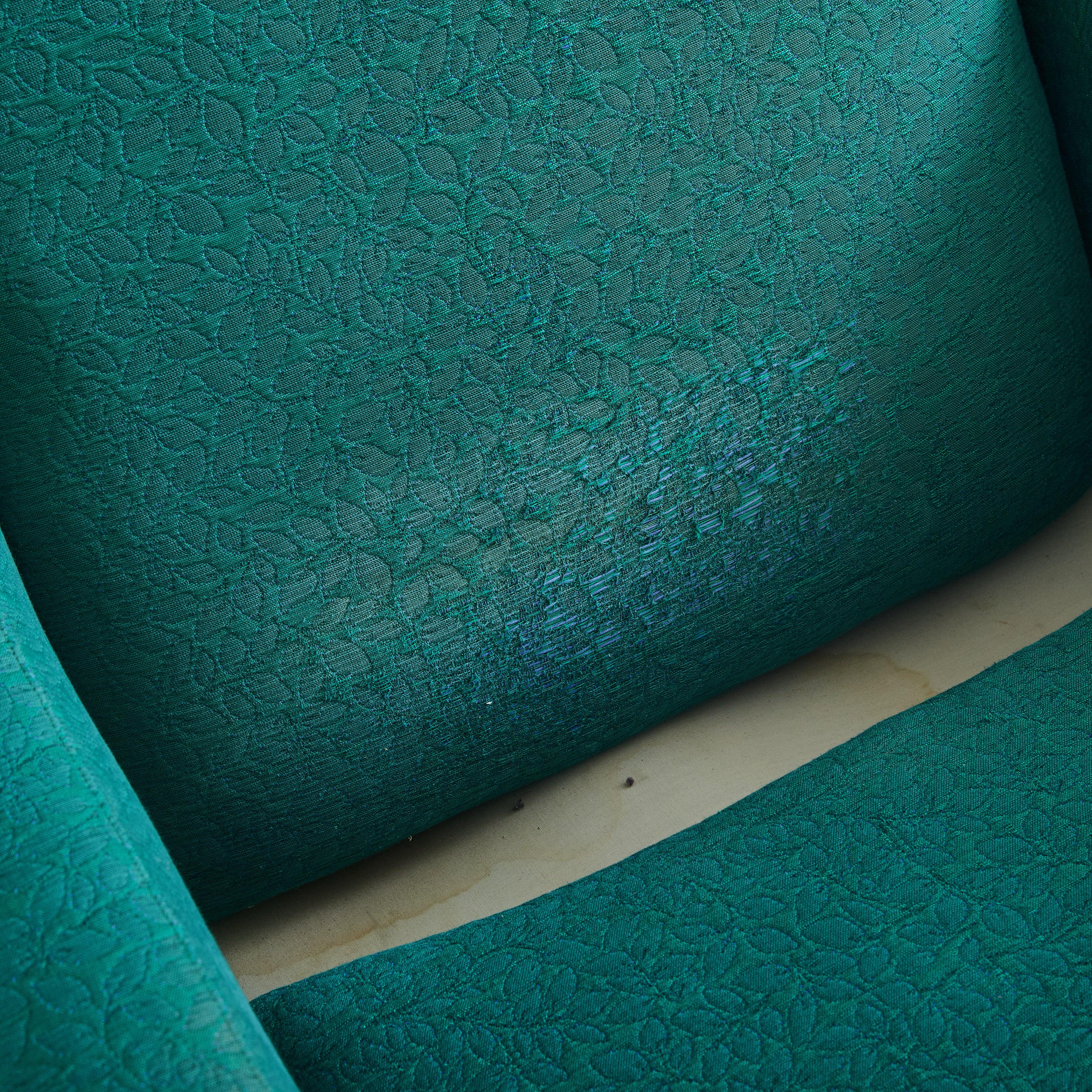 Pair of Italian Lounge Chairs in Original Green Upholstery, 1960s For Sale 2