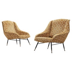 Pair of Italian Lounge Chairs in Richly Patterned Upholstery Pair of Italian Lounge Chairs in Richly Patterned Upholstery