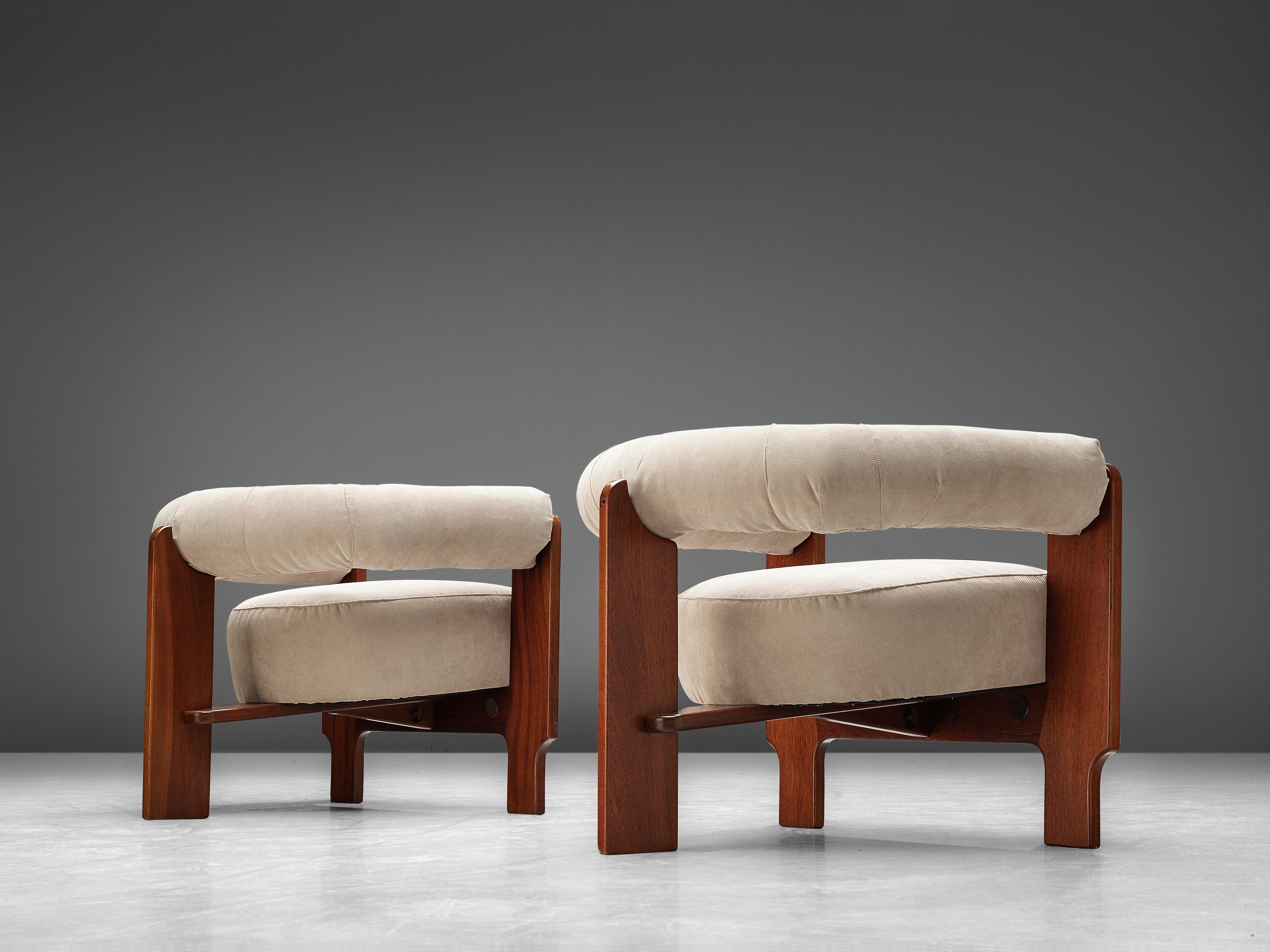 Pair of Italian Lounge Chairs in Mahogany 4