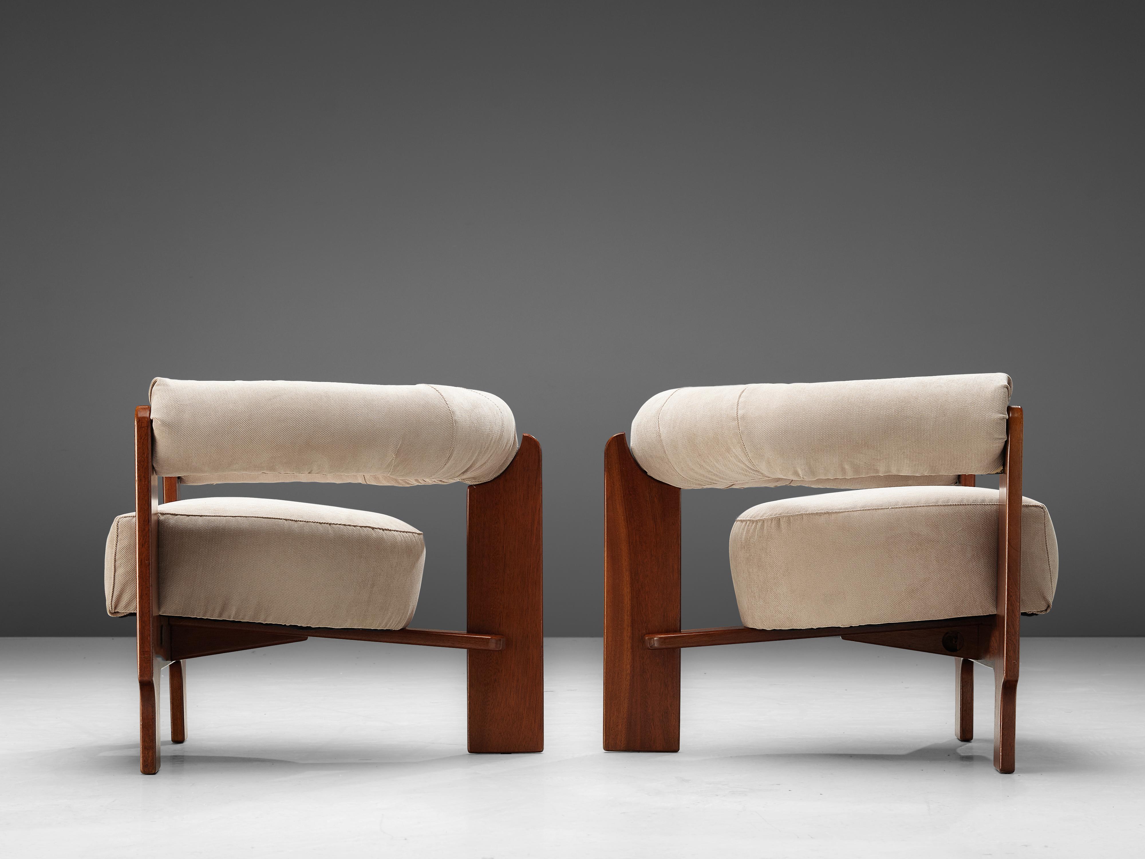 Pair of Italian Lounge Chairs in Mahogany 6