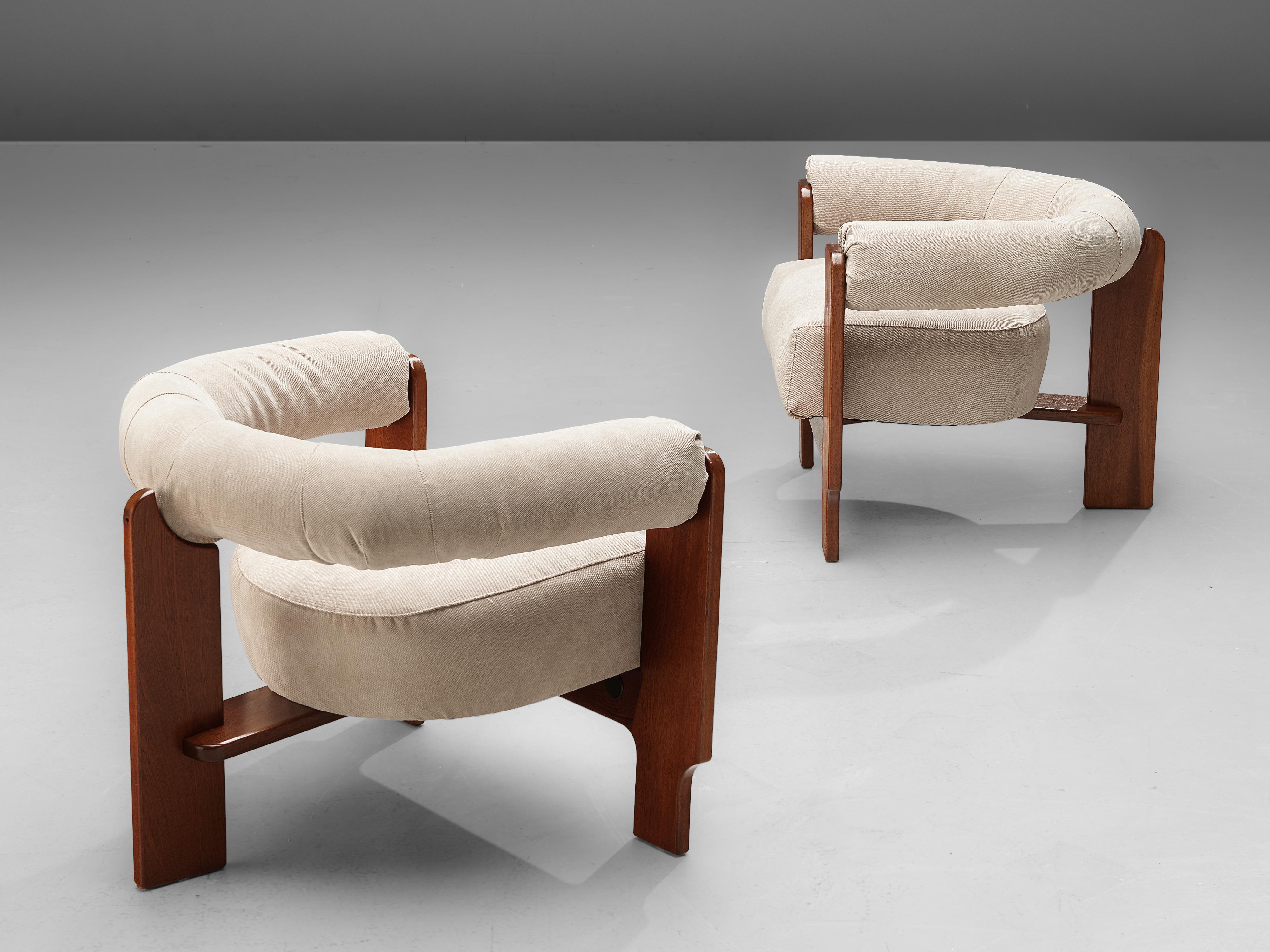 Pair of Italian Lounge Chairs in Mahogany 3