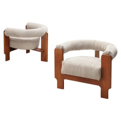 Pair of Italian Lounge Chairs in Mahogany