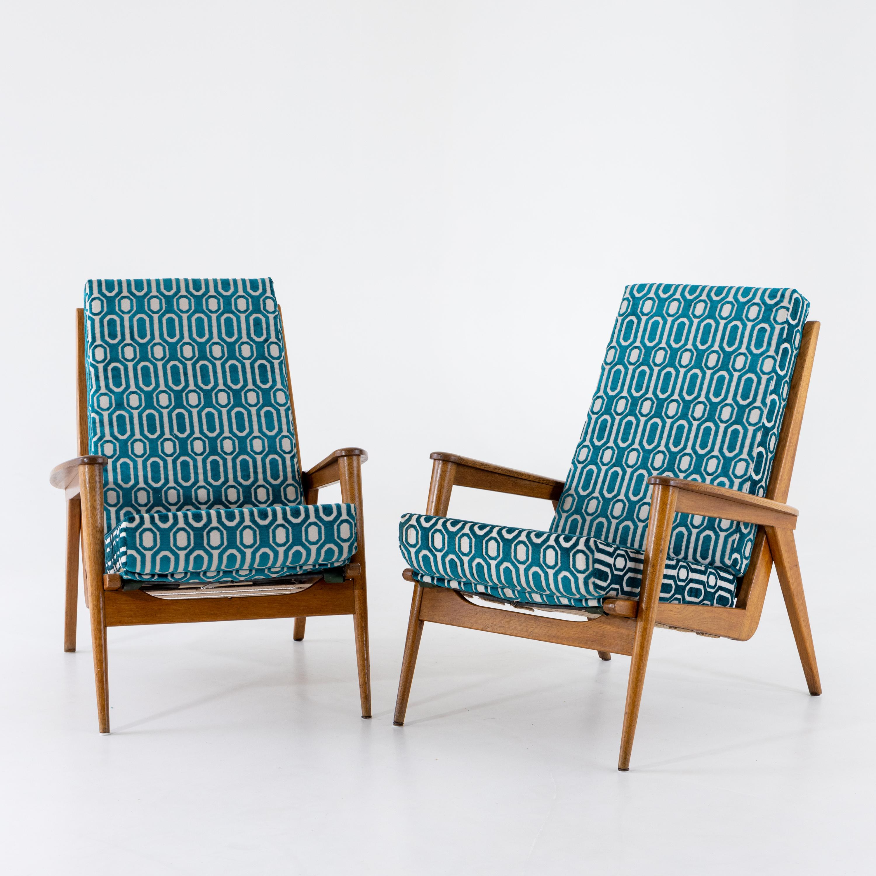 Wood Pair of Italian Lounge Chairs, Mid-20th Century