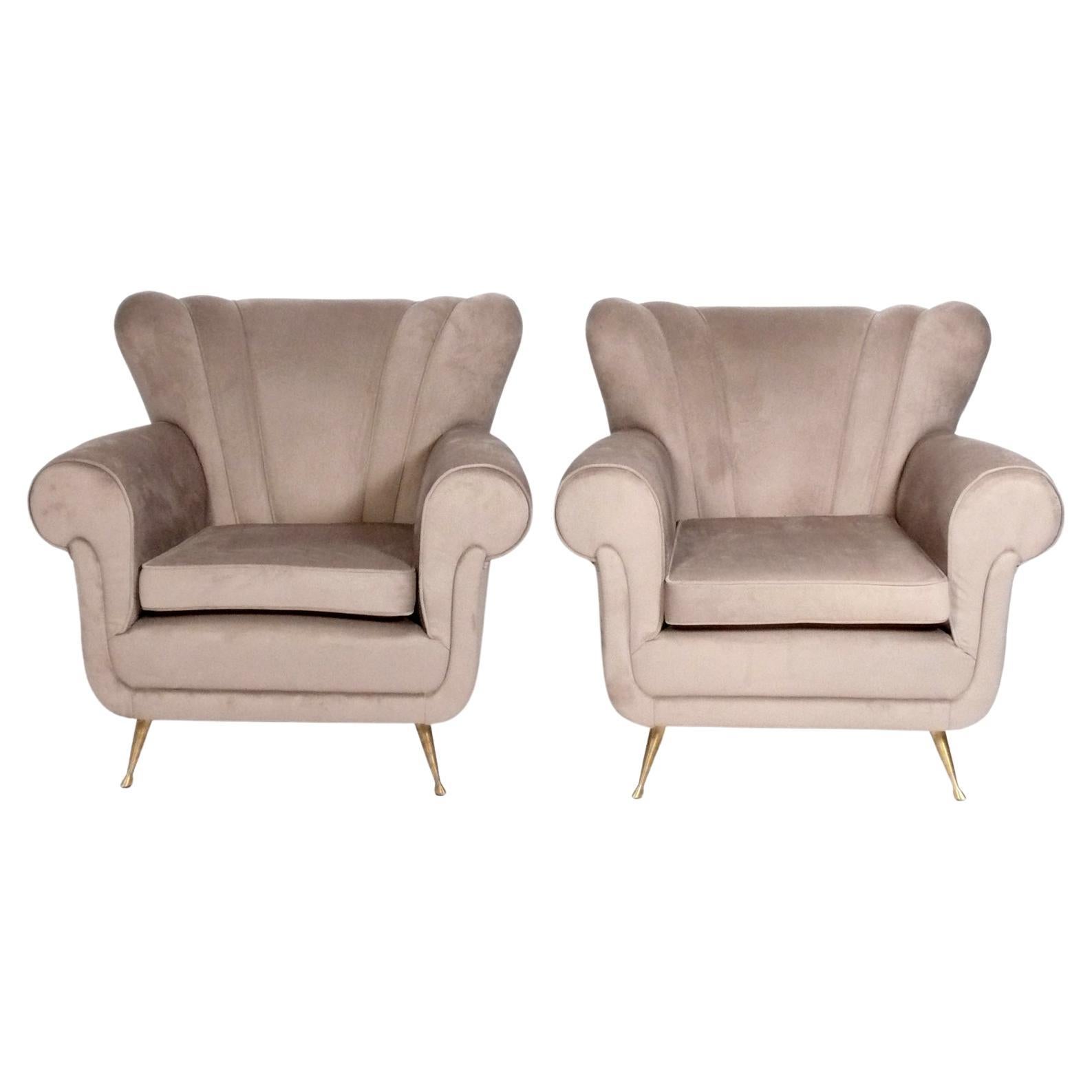 Pair of Italian Lounge Chairs Mid Century Style  For Sale