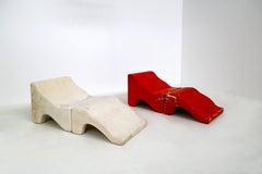 Pair of Italian Lounge Chairs Red and White by Cesare Augusto Nava, 1970s