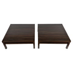 Pair of Italian Low Slatted End Tables or Coffee Tables