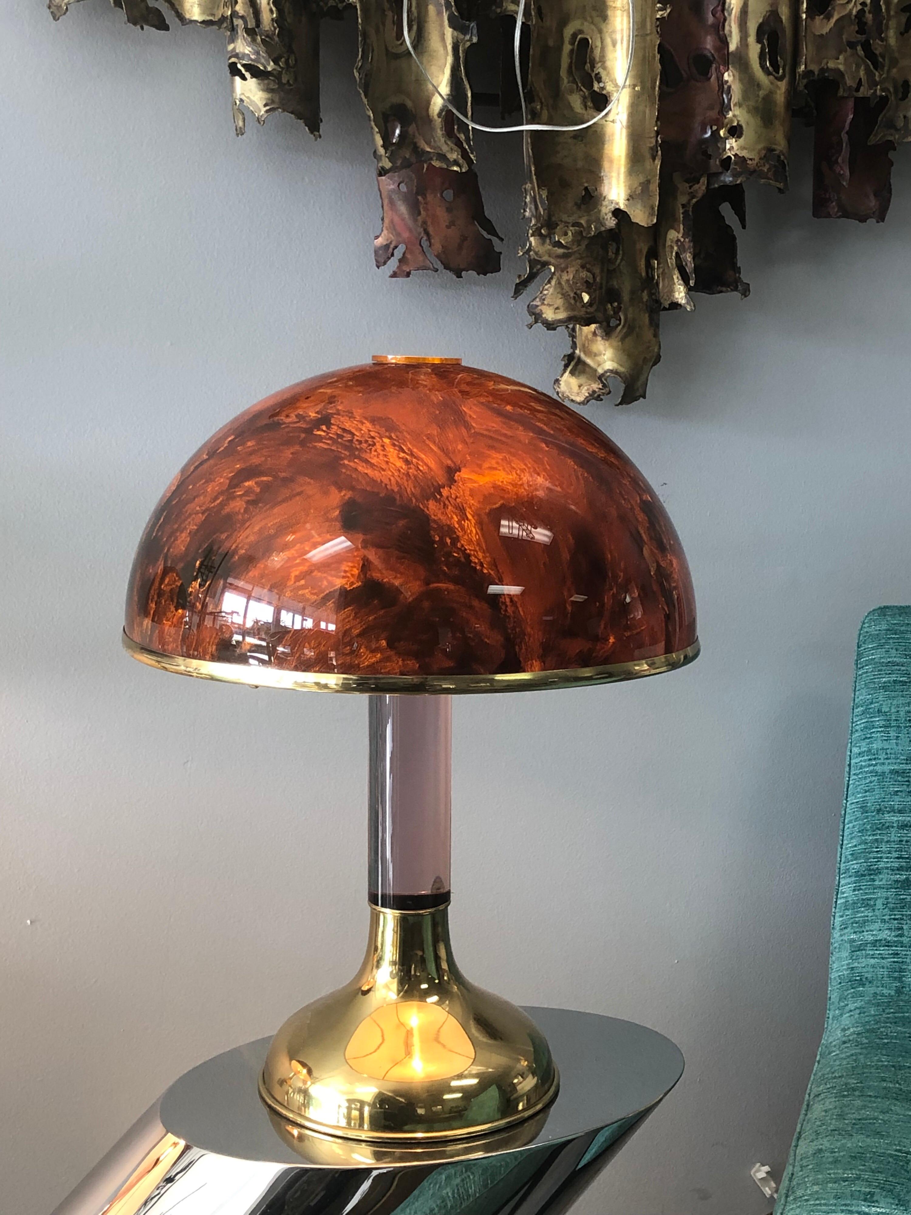 Pair of Italian Lucite and Faux Tortoise Table Lamps, 1970s 4