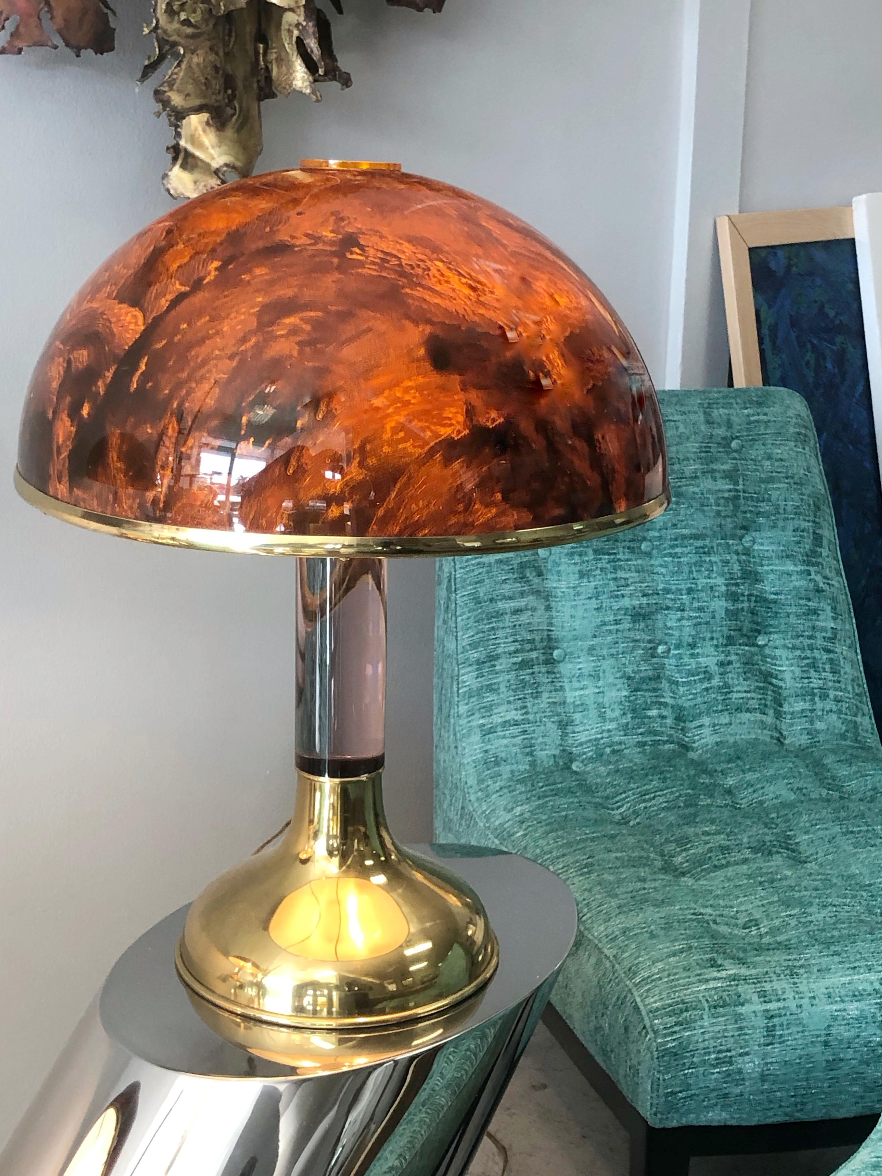 Pair of Italian Lucite and Faux Tortoise Table Lamps, 1970s 5