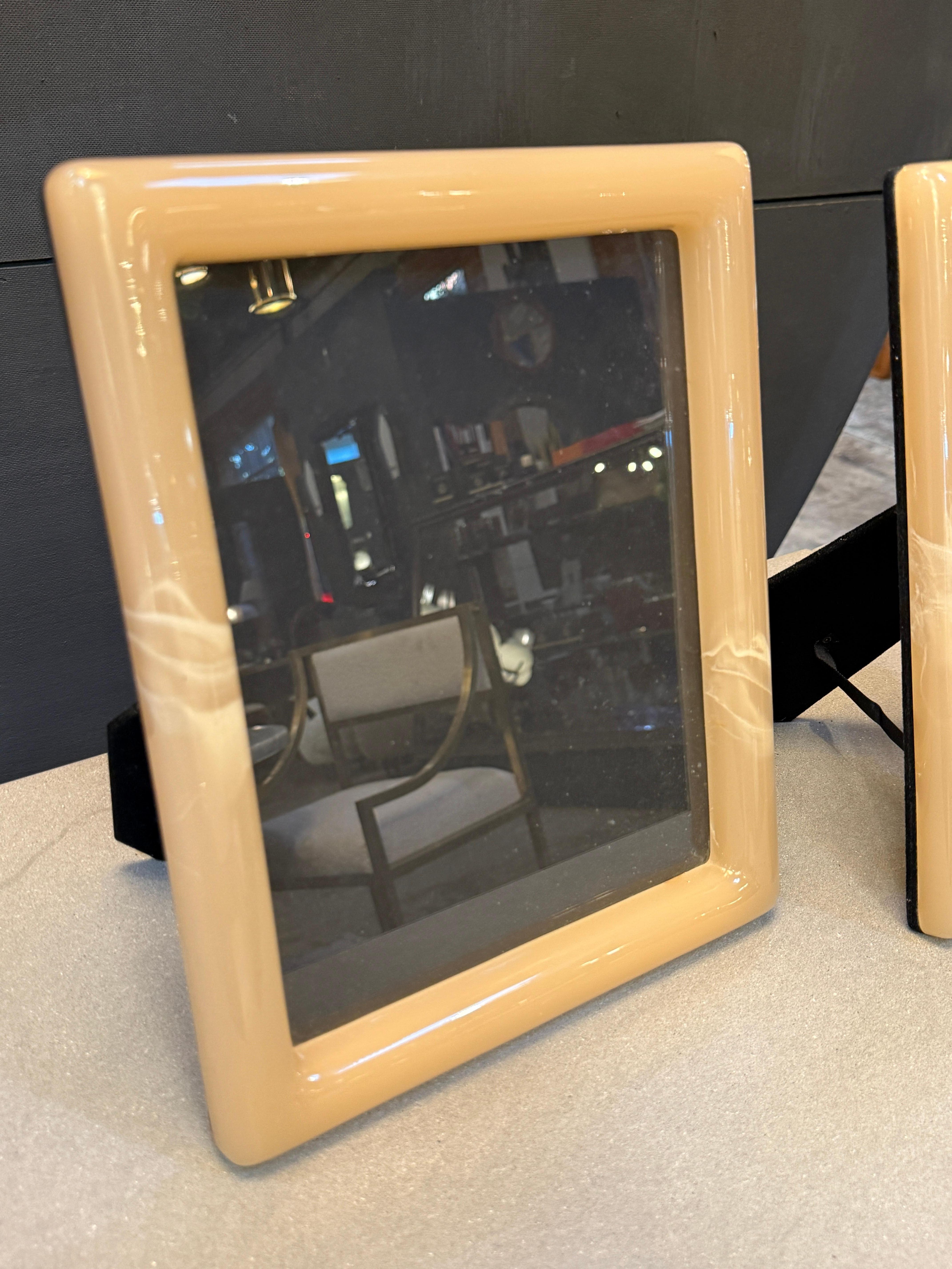 Modern Pair of Italian Lucite photo frames For Sale