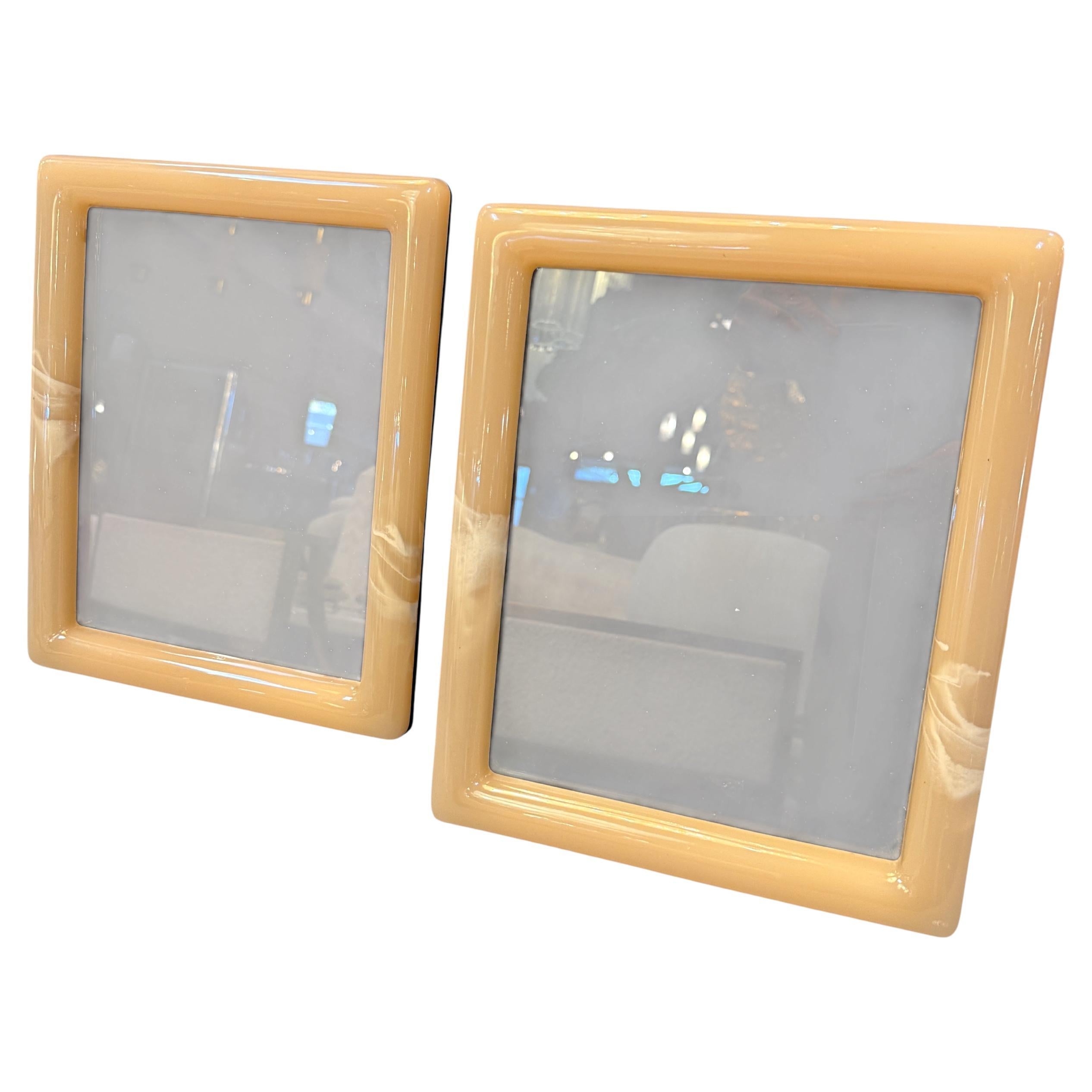 Pair of Italian Lucite photo frames For Sale