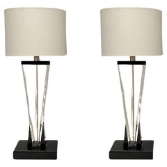 Pair of Italian Lucite Table Lamps, 1960s
