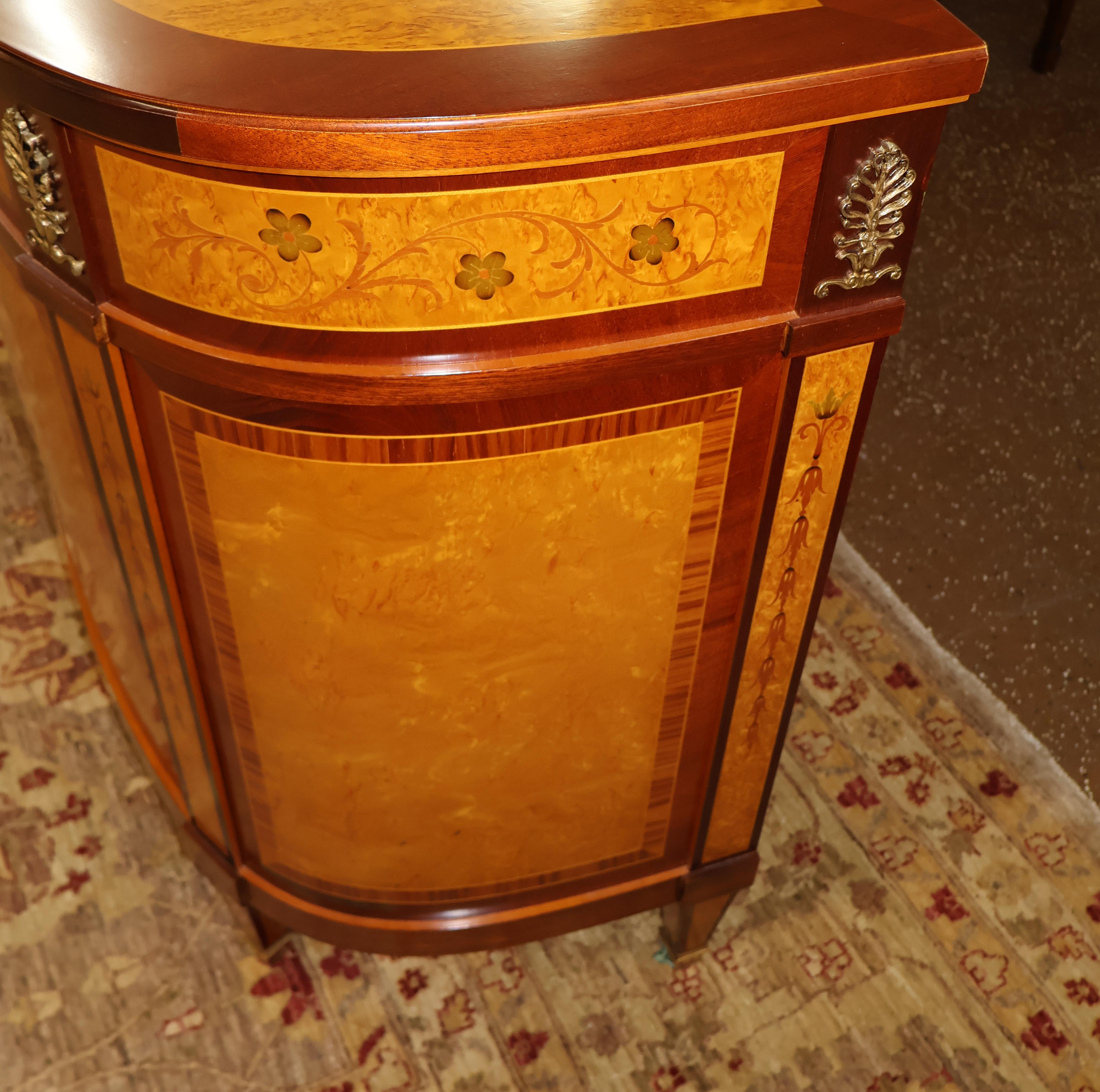 Pair Of Italian Made Burled Walnut Banded Demilune Chest Server Buffets 3