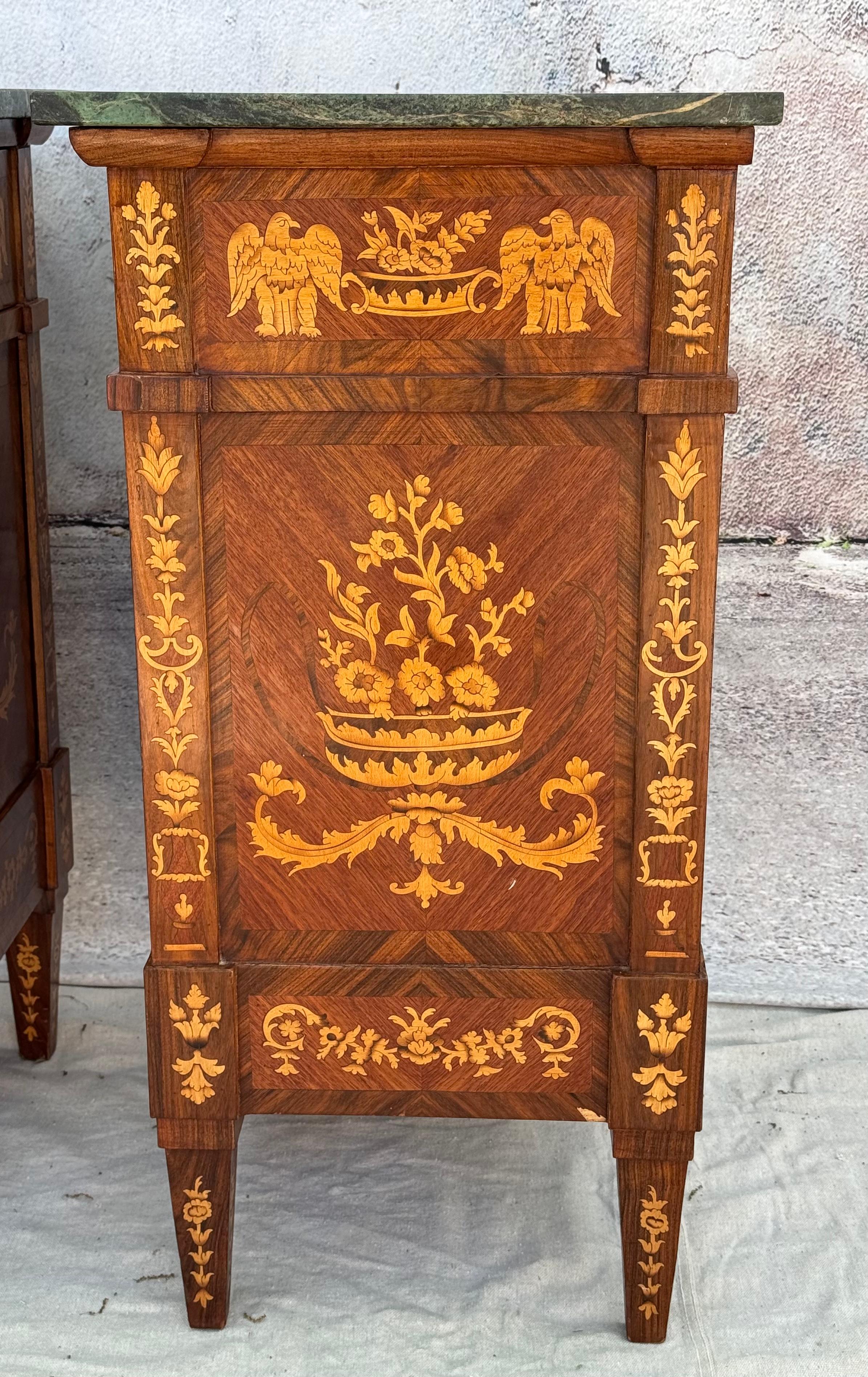Pair Of Italian Maggiolini Style Inlaid Bedside Tables For Sale 4