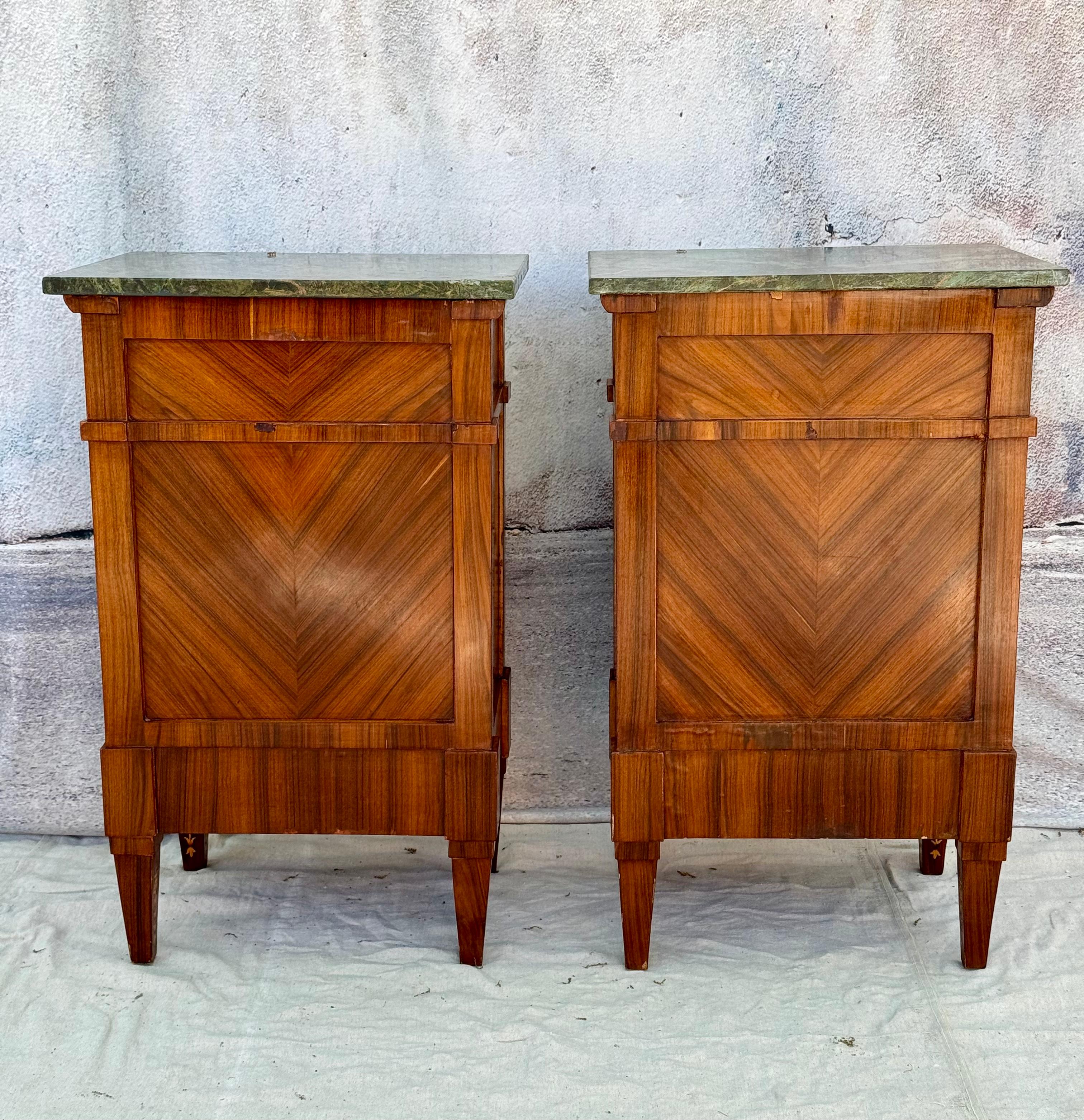 Pair Of Italian Maggiolini Style Inlaid Bedside Tables For Sale 5