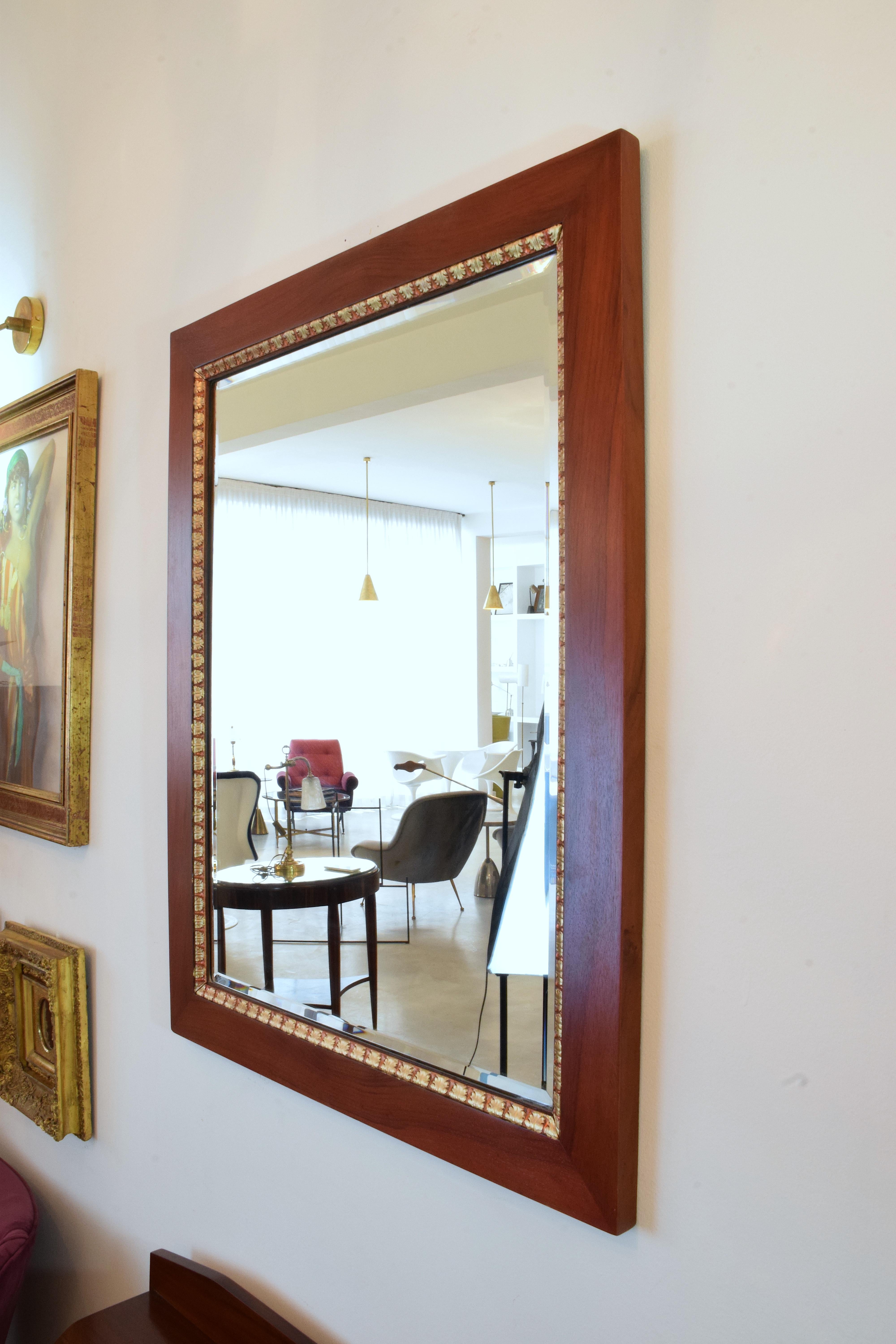 Pair of Italian Mahogany Gold Leaf Mirrors, 1920s 5