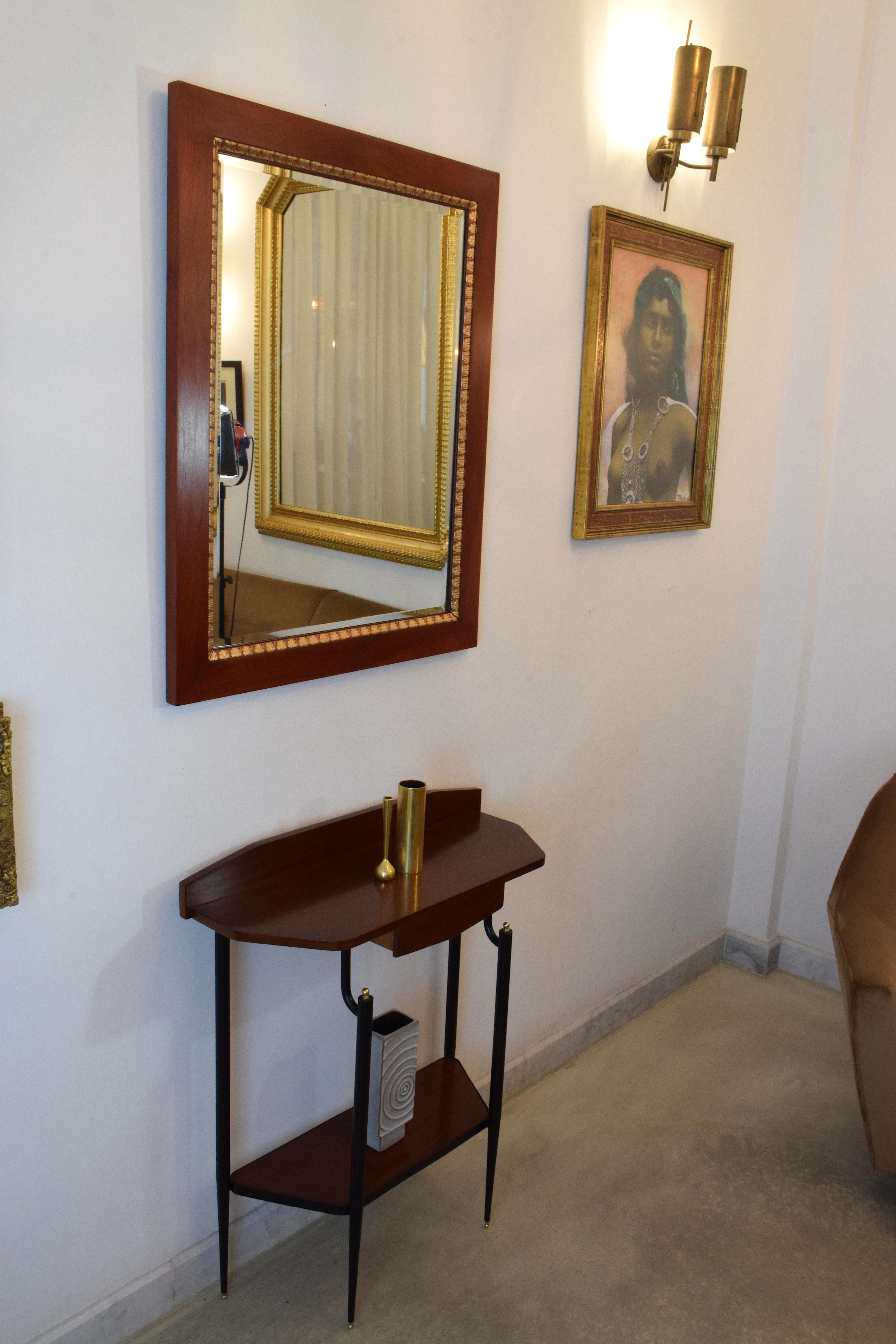 A set of two Italian early 20th century rectangular glass mirrors circa 1920s set with delicate sculpted bronze and gold leaf details.
Italy, circa 1920s.

----
We are an exhibition space and an online destination established by Jonathan Amar
