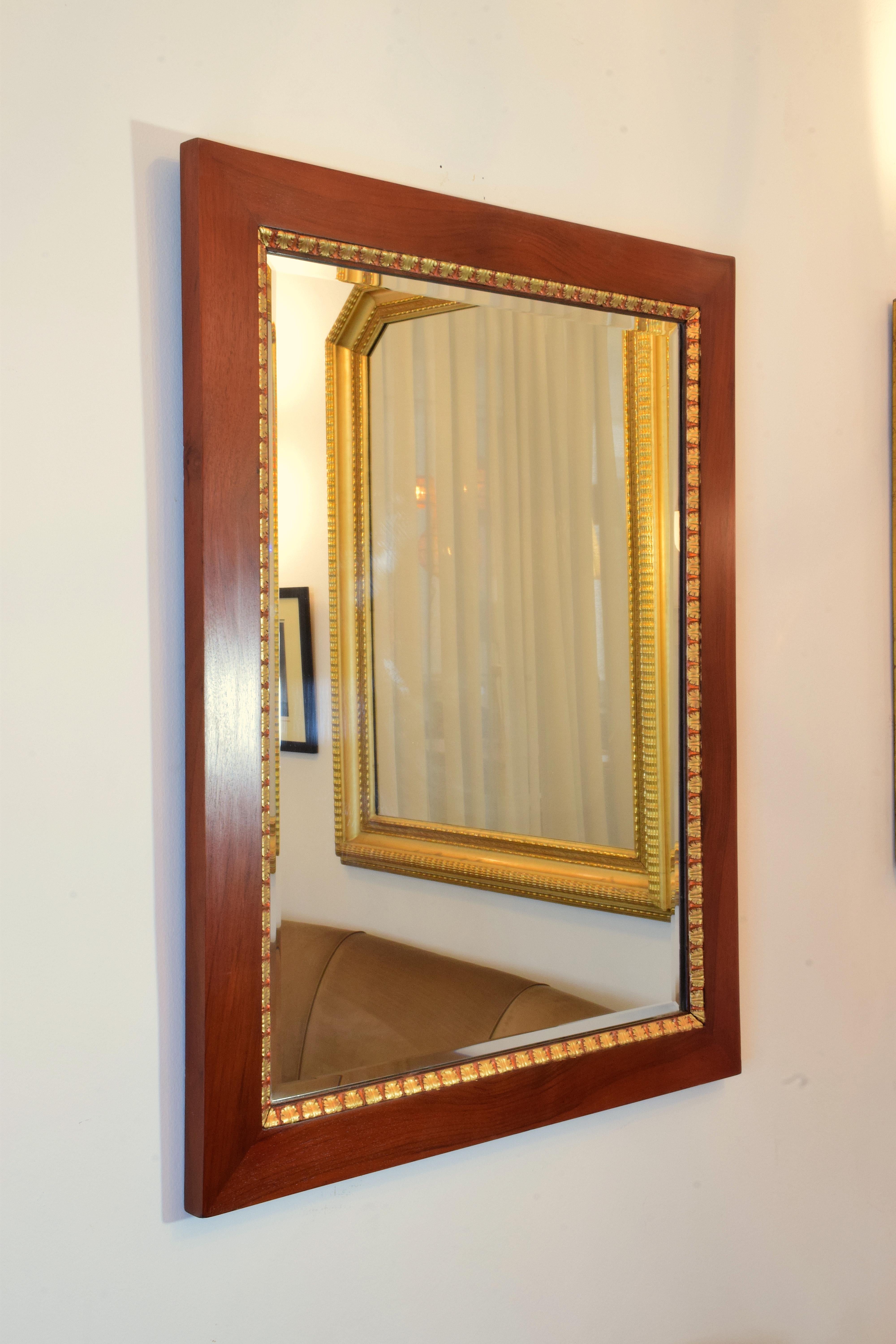 Pair of Italian Mahogany Gold Leaf Mirrors, 1920s 1