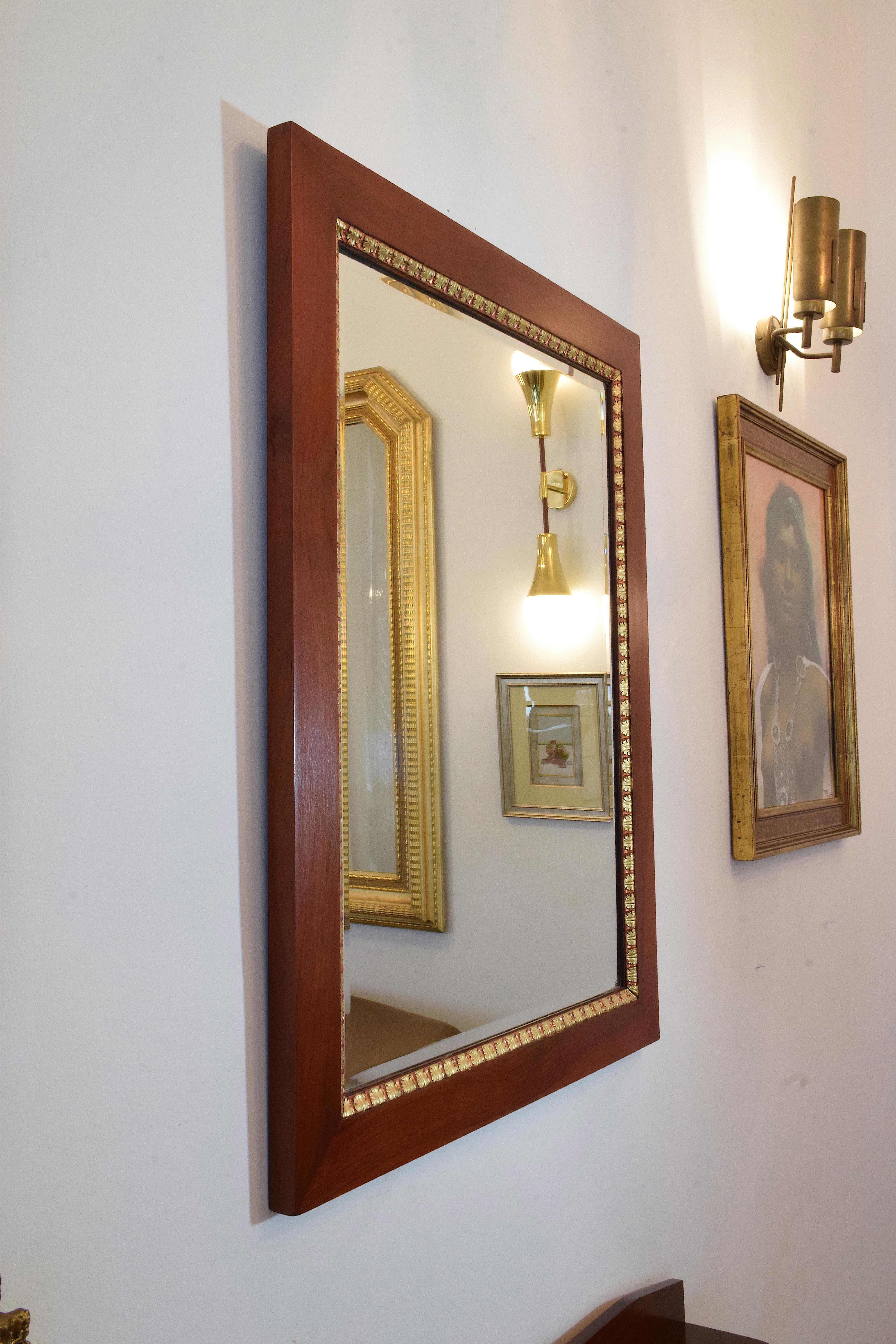 Pair of Italian Mahogany Gold Leaf Mirrors, 1920s 2