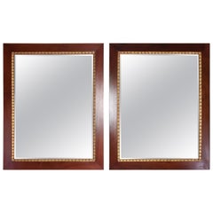 Pair of Italian Mahogany Gold Leaf Mirrors, 1920s