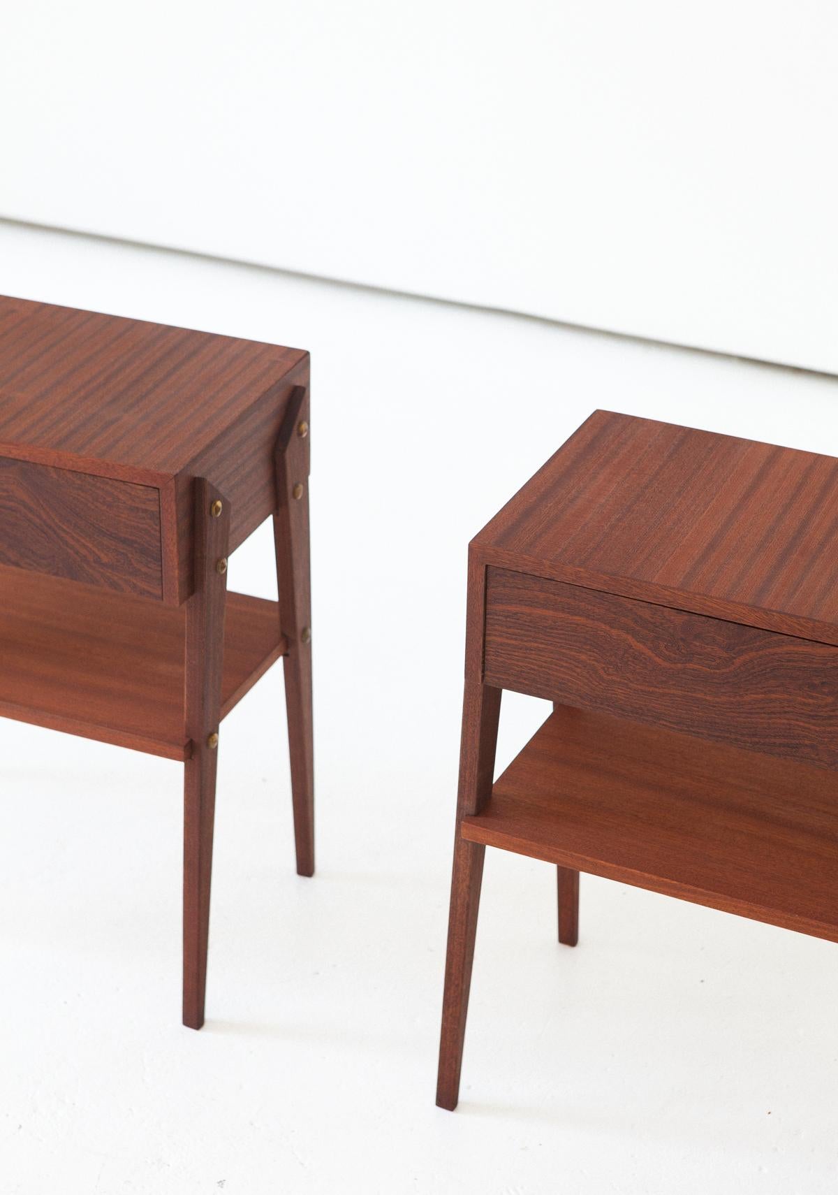 Pair of Italian Mahogany Wood Bedside Tables, 1950s 2