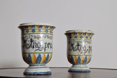 Pair of Italian Maiolica Pharmacy Albarelli