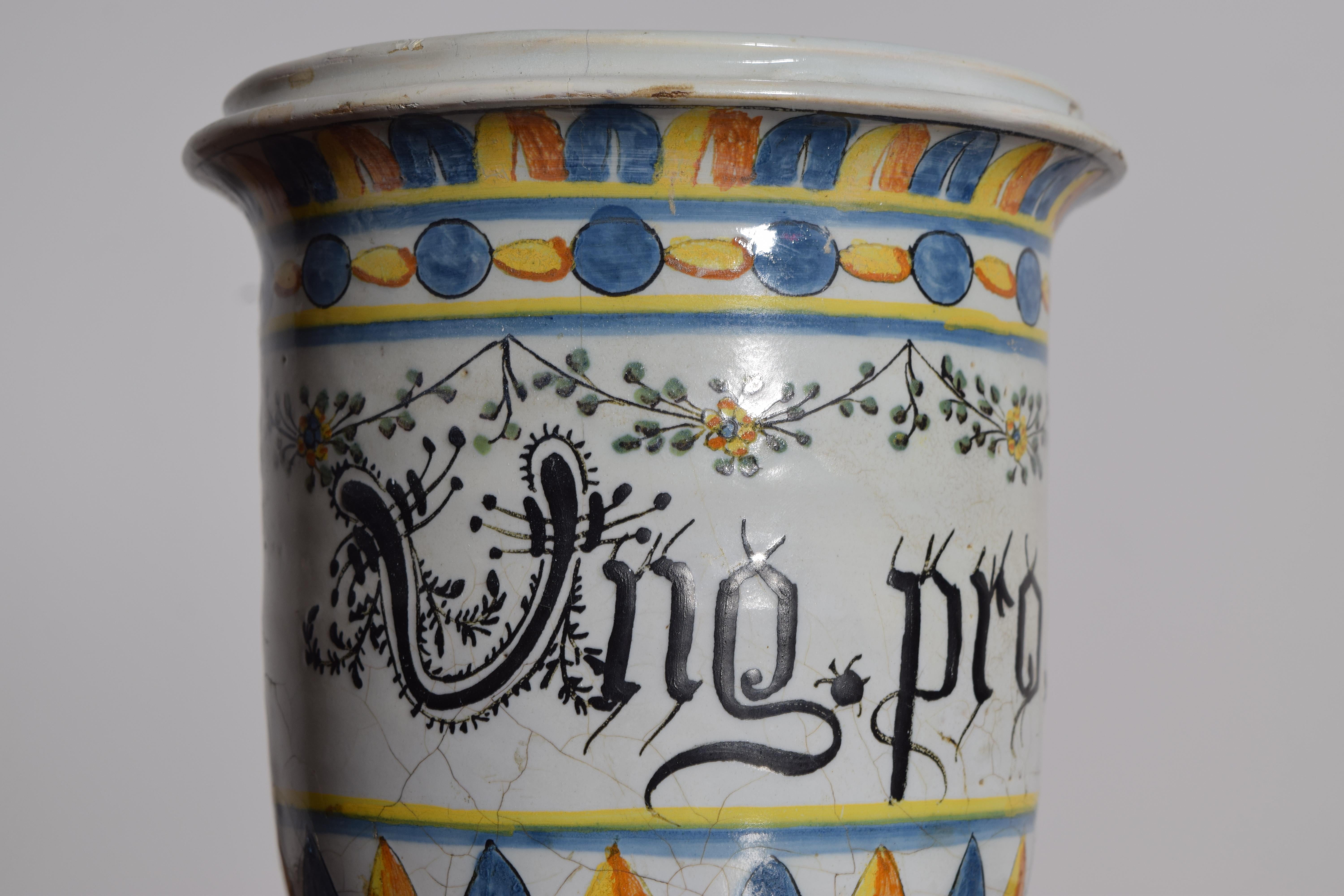 Smaltato Coppia di maioliche italiane da farmacia Albarelli in vendita