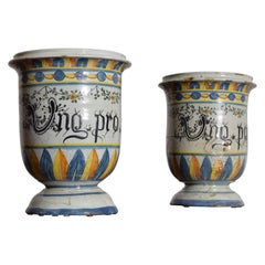 Pair of Italian Maiolica Pharmacy Albarelli