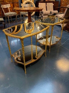 Pair of Italian Maison Bagues Manner Gilt Side Tables