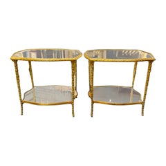 Pair of Italian Maison Bagues Manner Gilt Side Tables