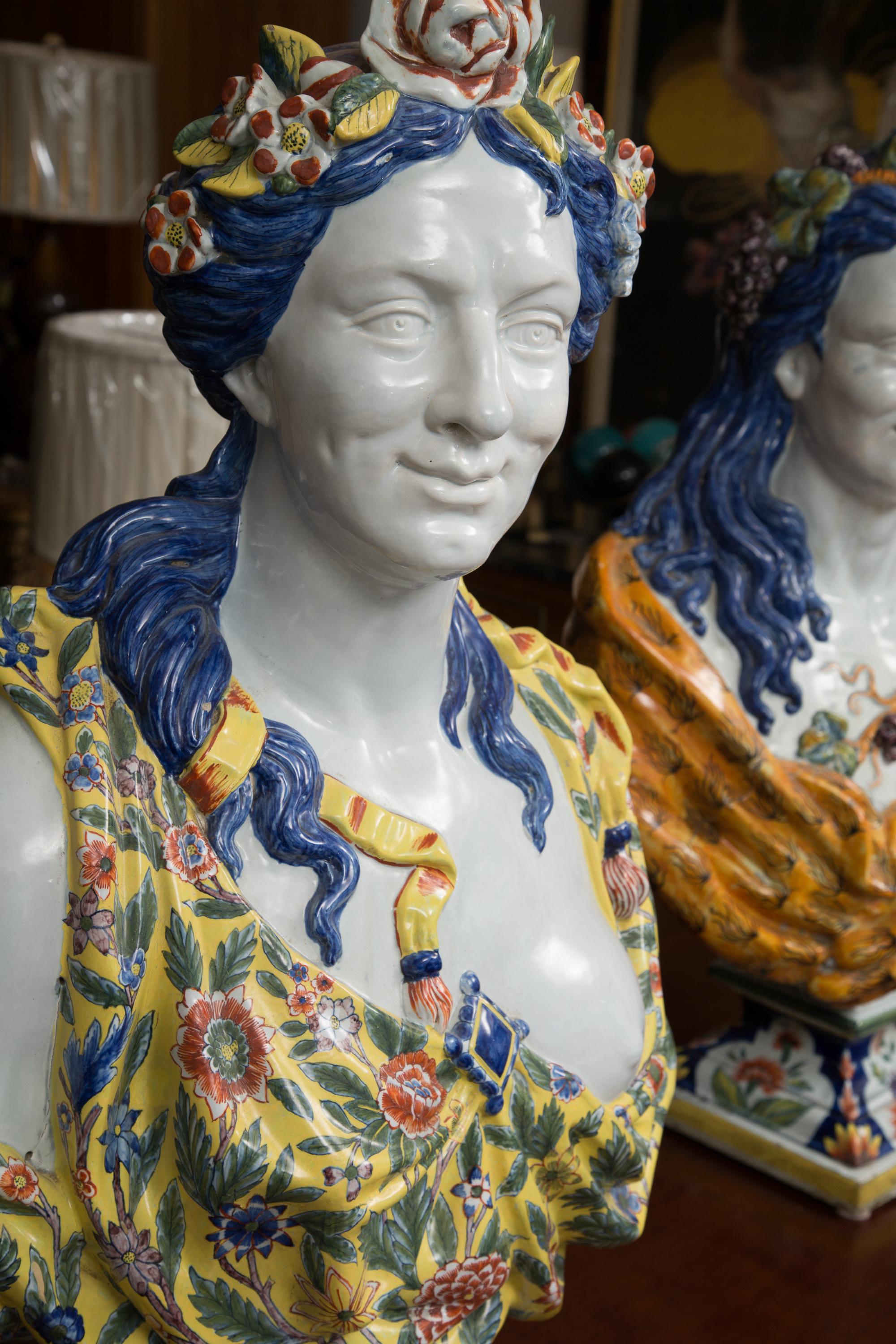 Pair of Italian Majolica Busts 5