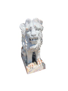 Pair Of Italian Majolica Garden Lions