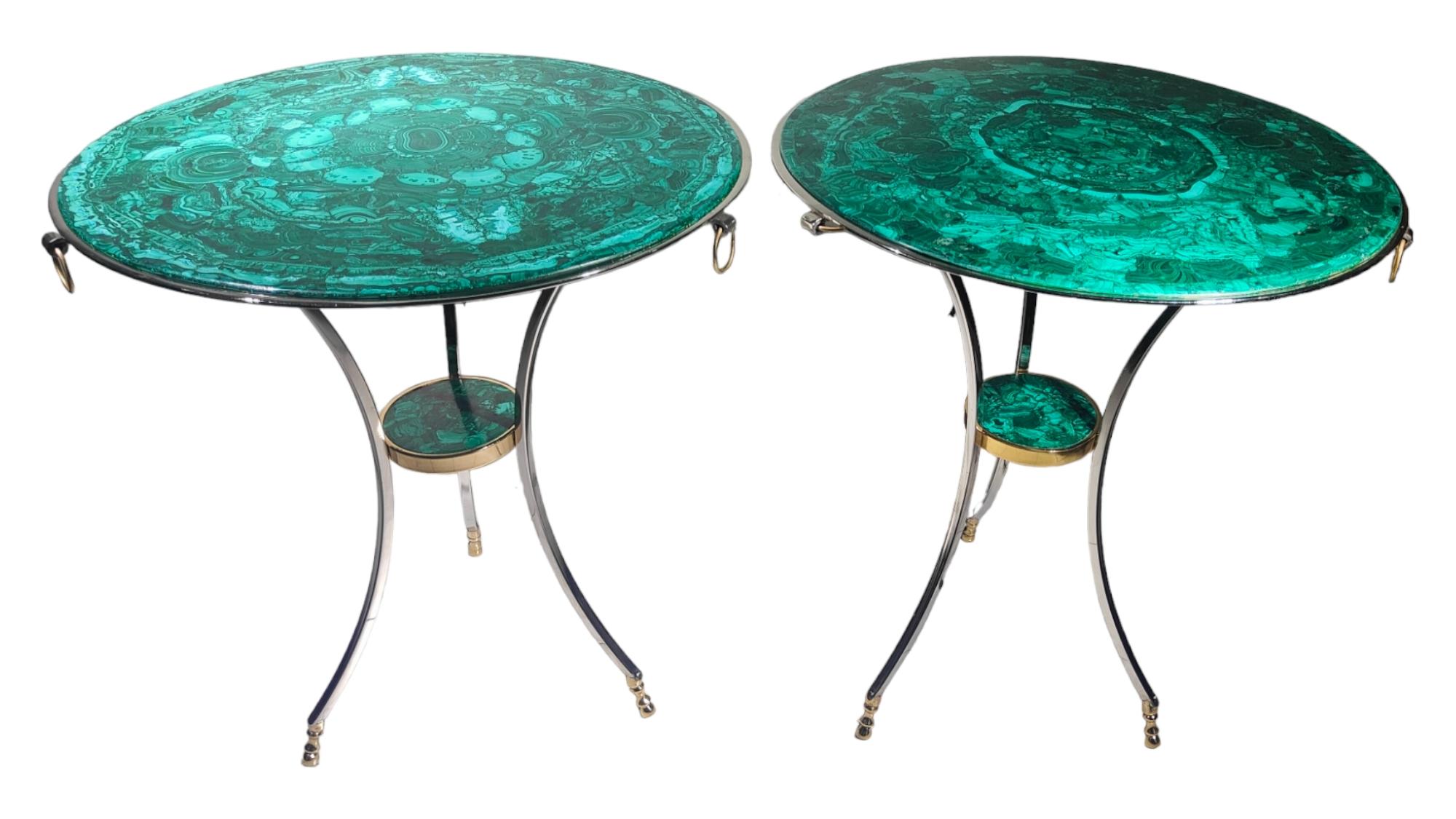 Pair Of Italian Malachite Tables In Good Condition For Sale In Madrid, ES