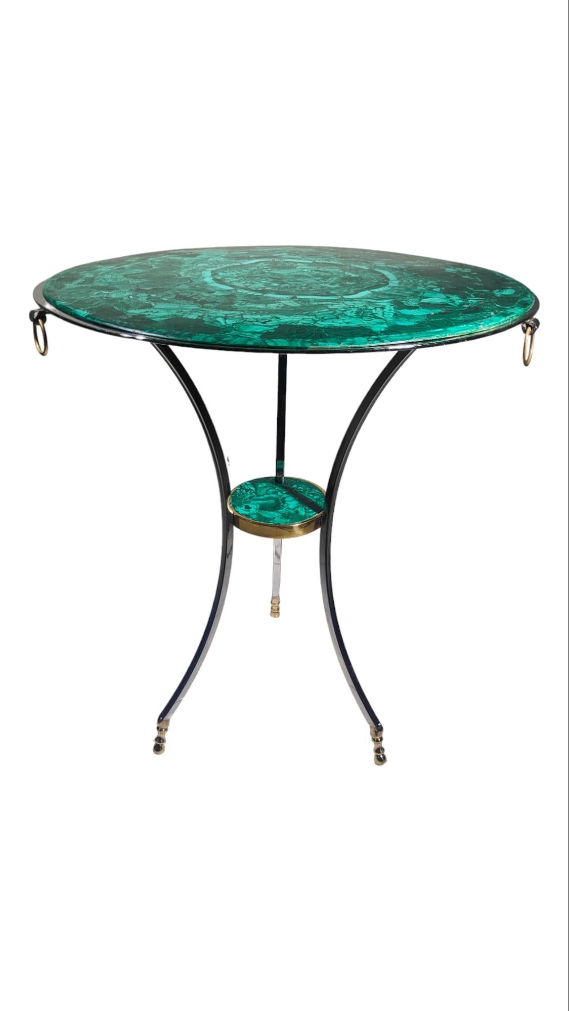 Mid-20th Century Pair Of Italian Malachite Tables For Sale